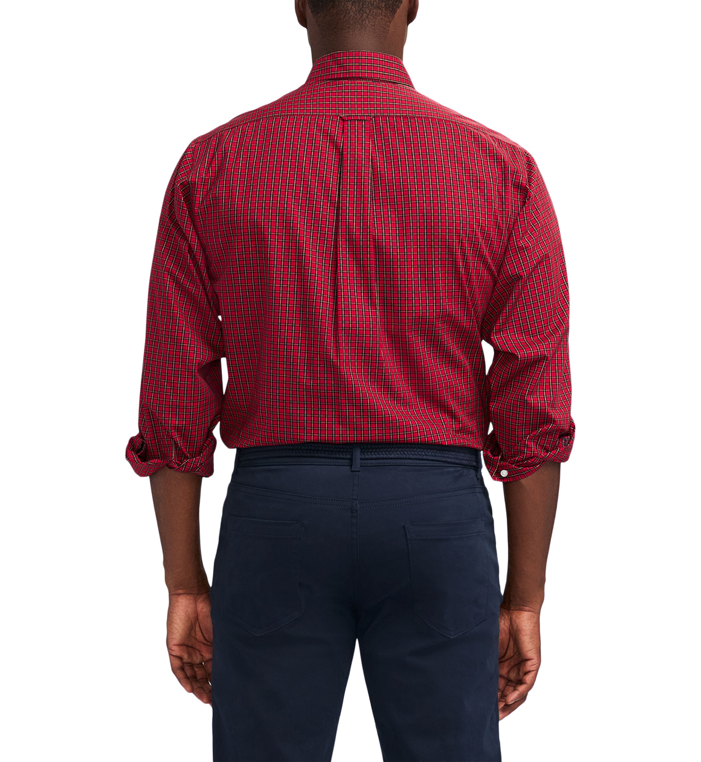 Tartan Printed Regular Fit Button Down Stretch Shirt