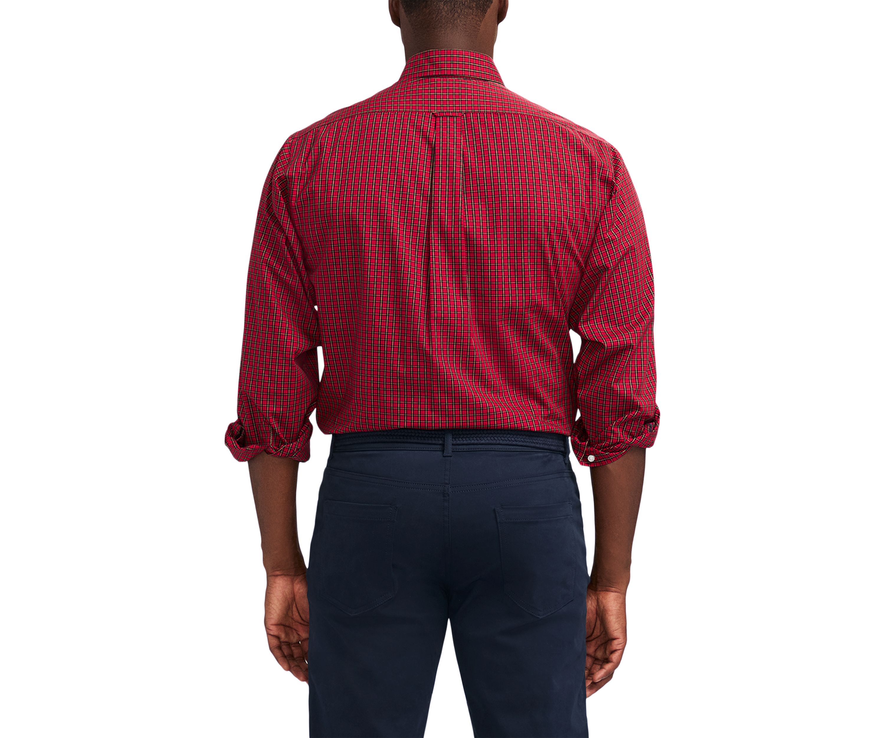 Tartan Printed Regular Fit Button Down Stretch Shirt