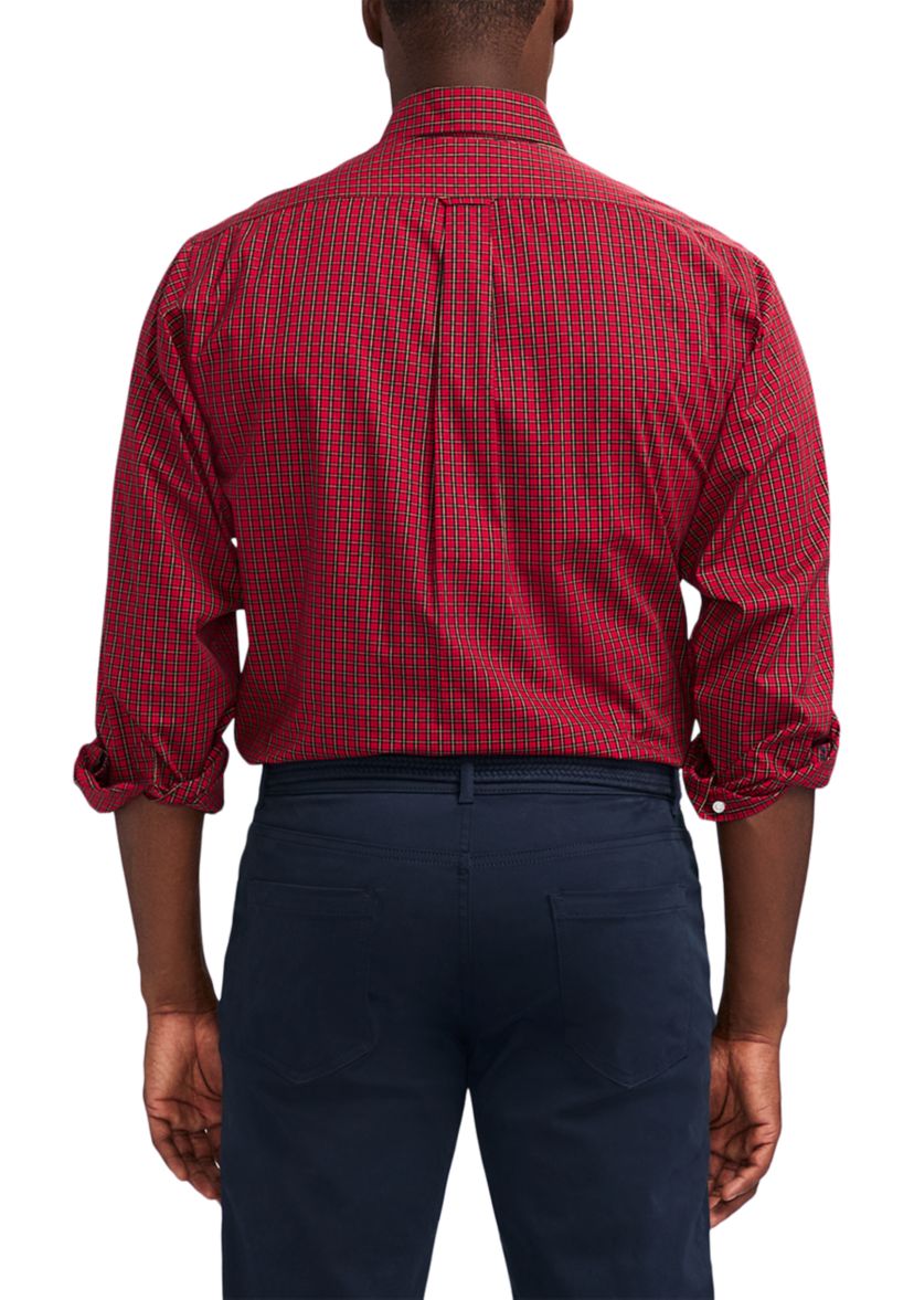 Tartan Printed Regular Fit Button Down Stretch Shirt