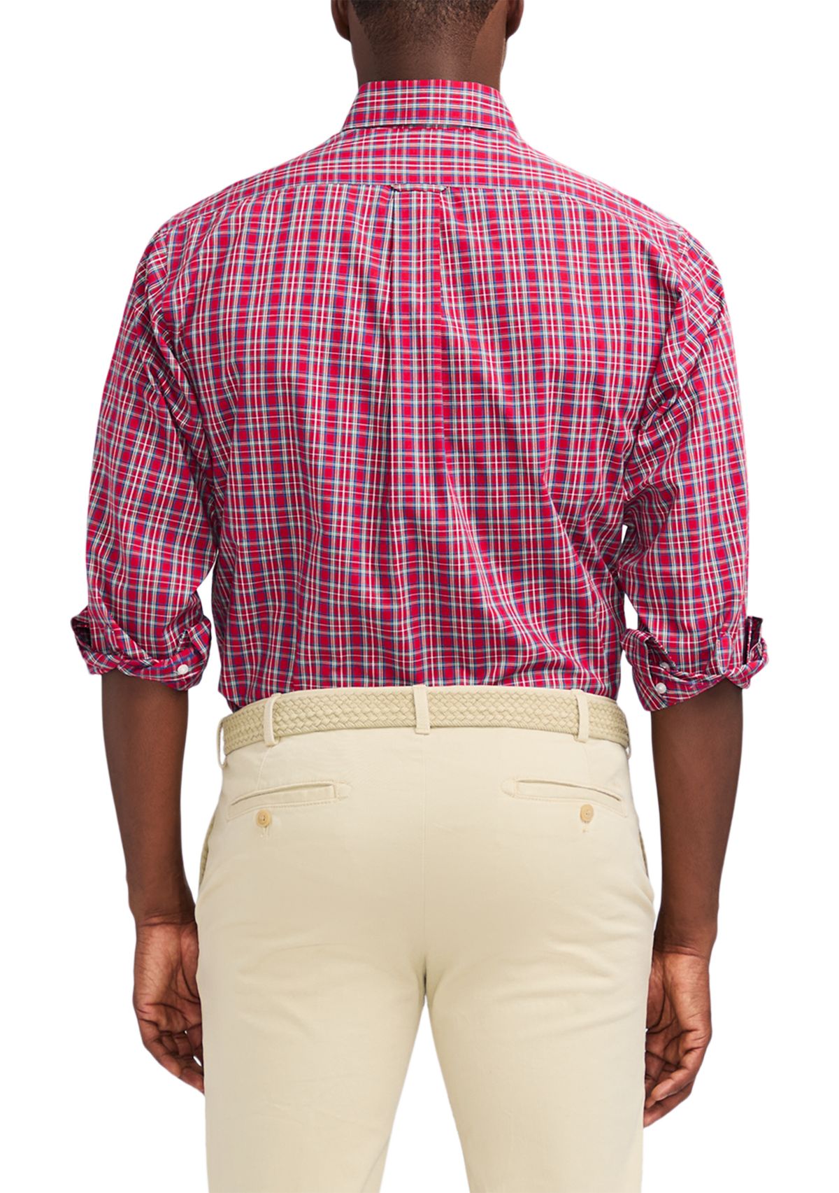 Tartan Printed Regular Fit Button Down Stretch Shirt