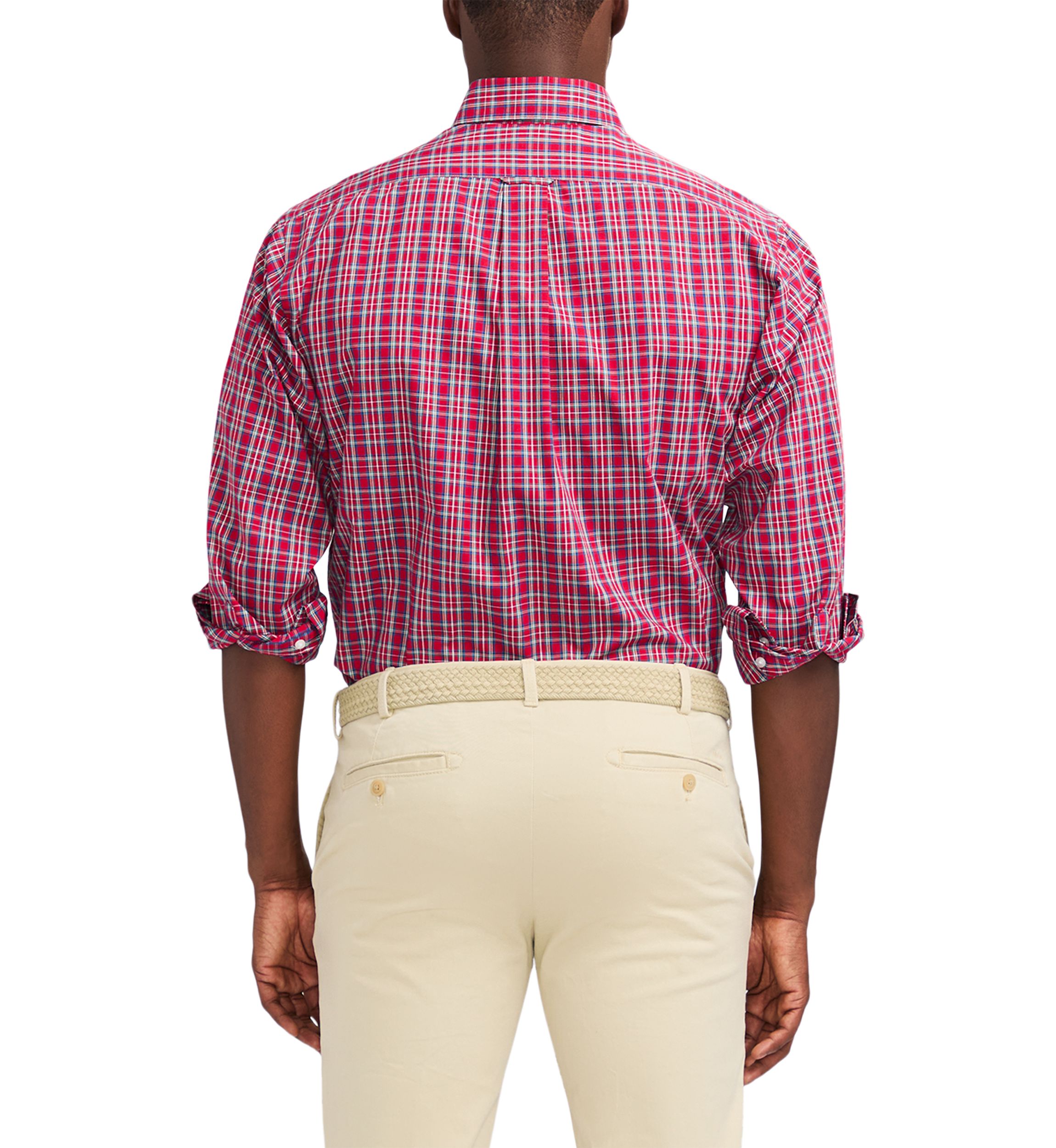 Tartan Printed Regular Fit Button Down Stretch Shirt