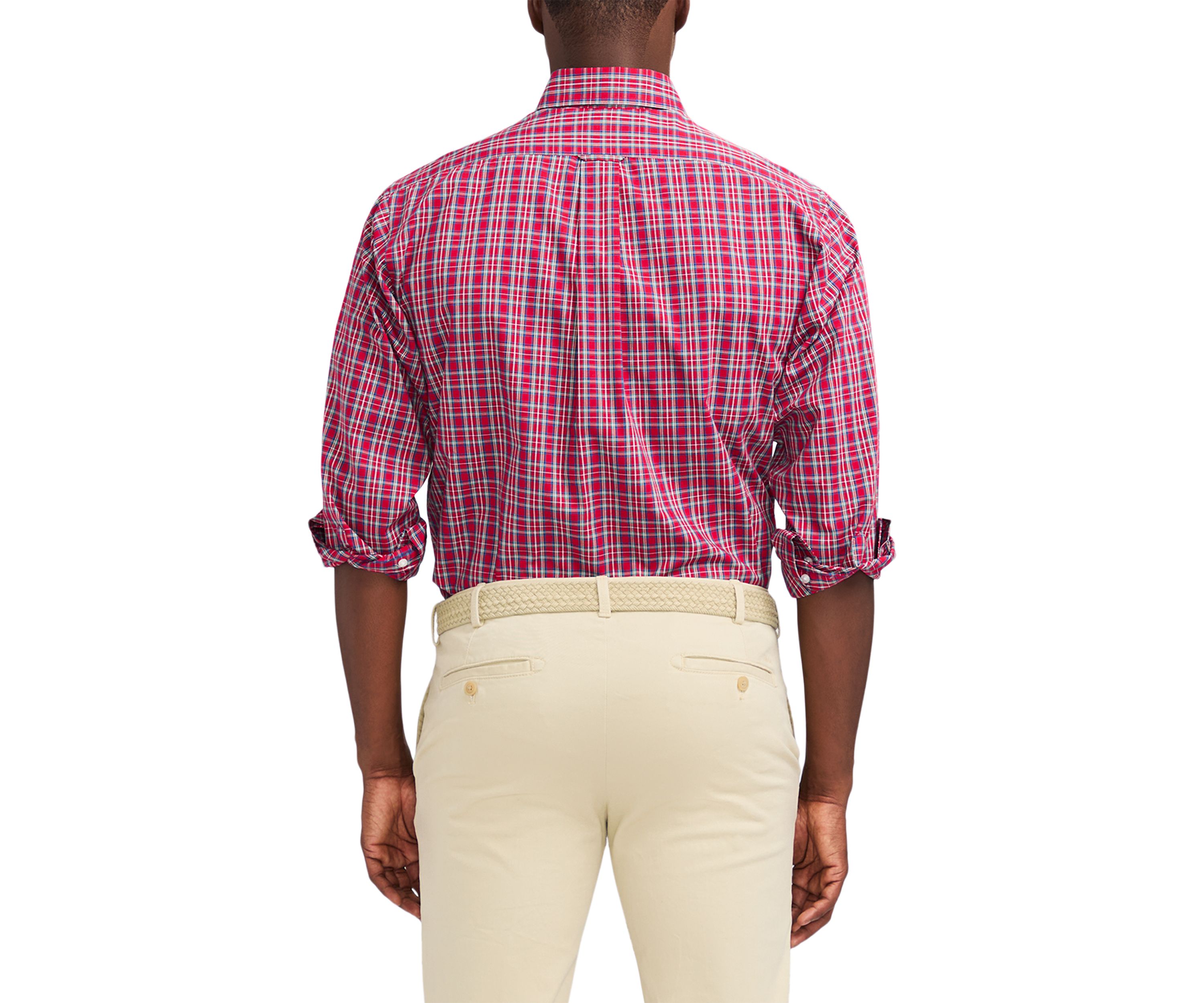 Tartan Printed Regular Fit Button Down Stretch Shirt