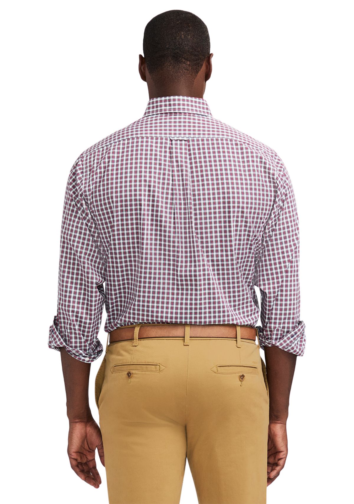 Tartan Printed Regular Fit Button Down Stretch Shirt