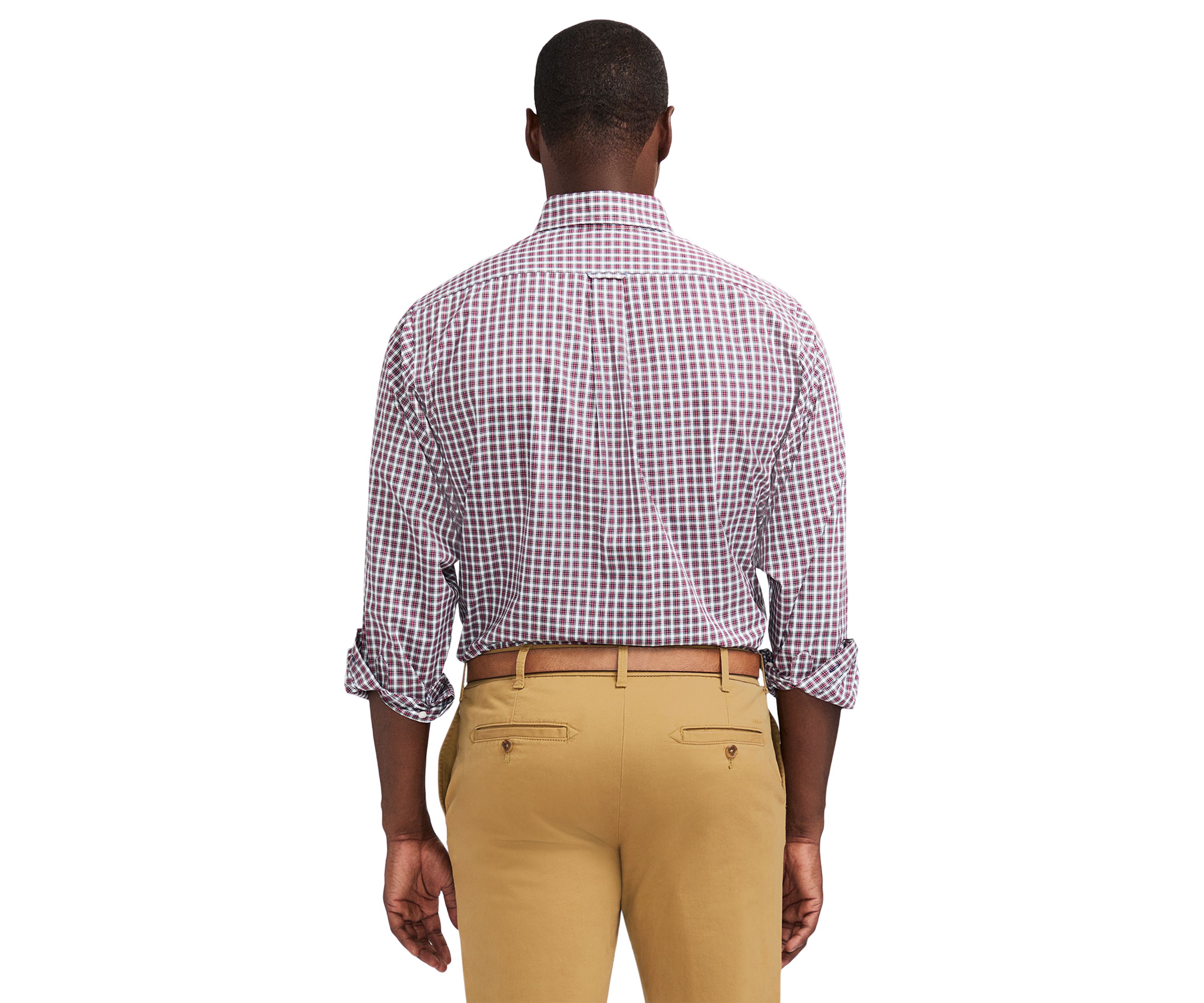 Tartan Printed Regular Fit Button Down Stretch Shirt