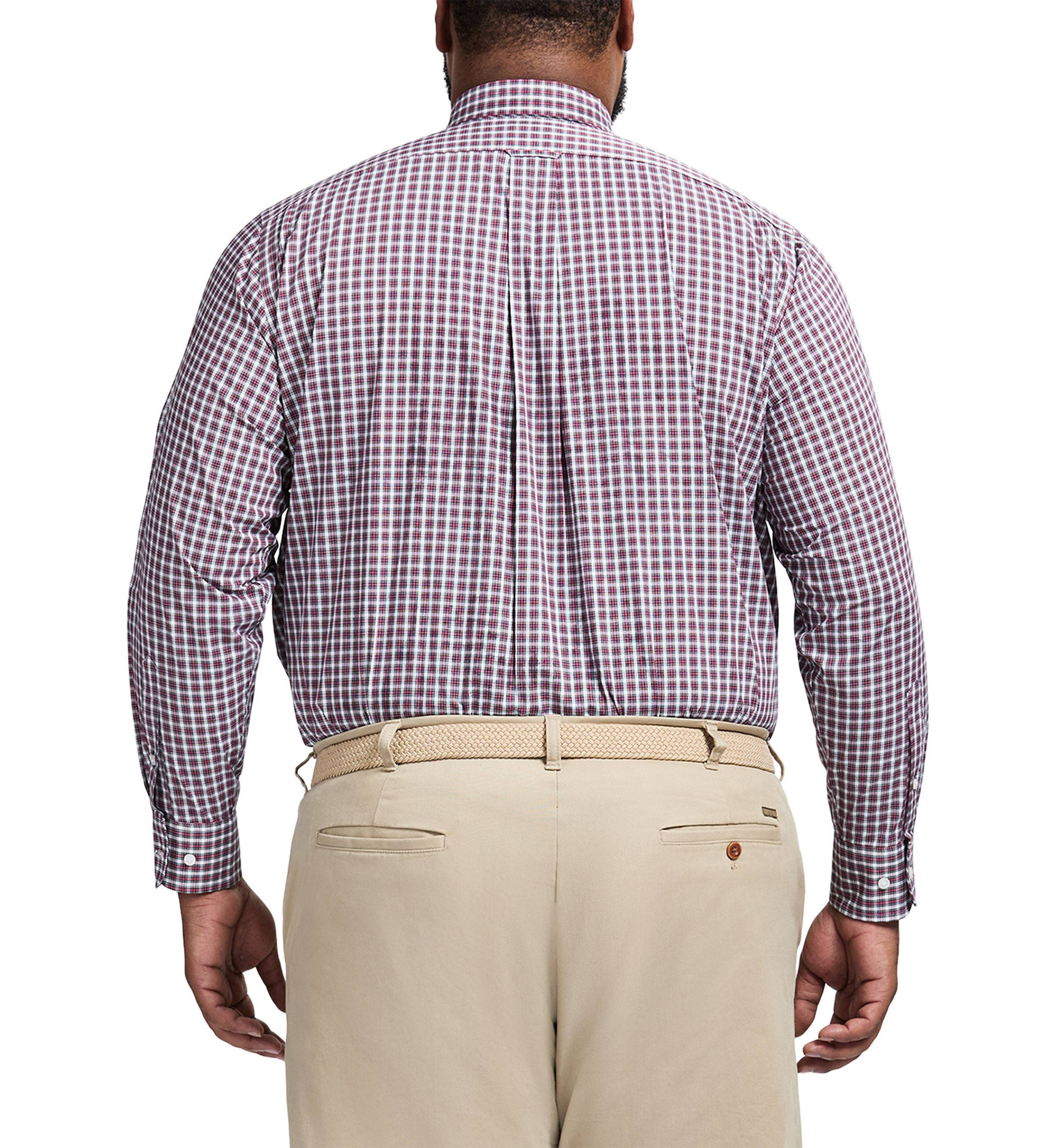 Big & Tall Tartan Stretch Regular Fit Button Down Shirt 