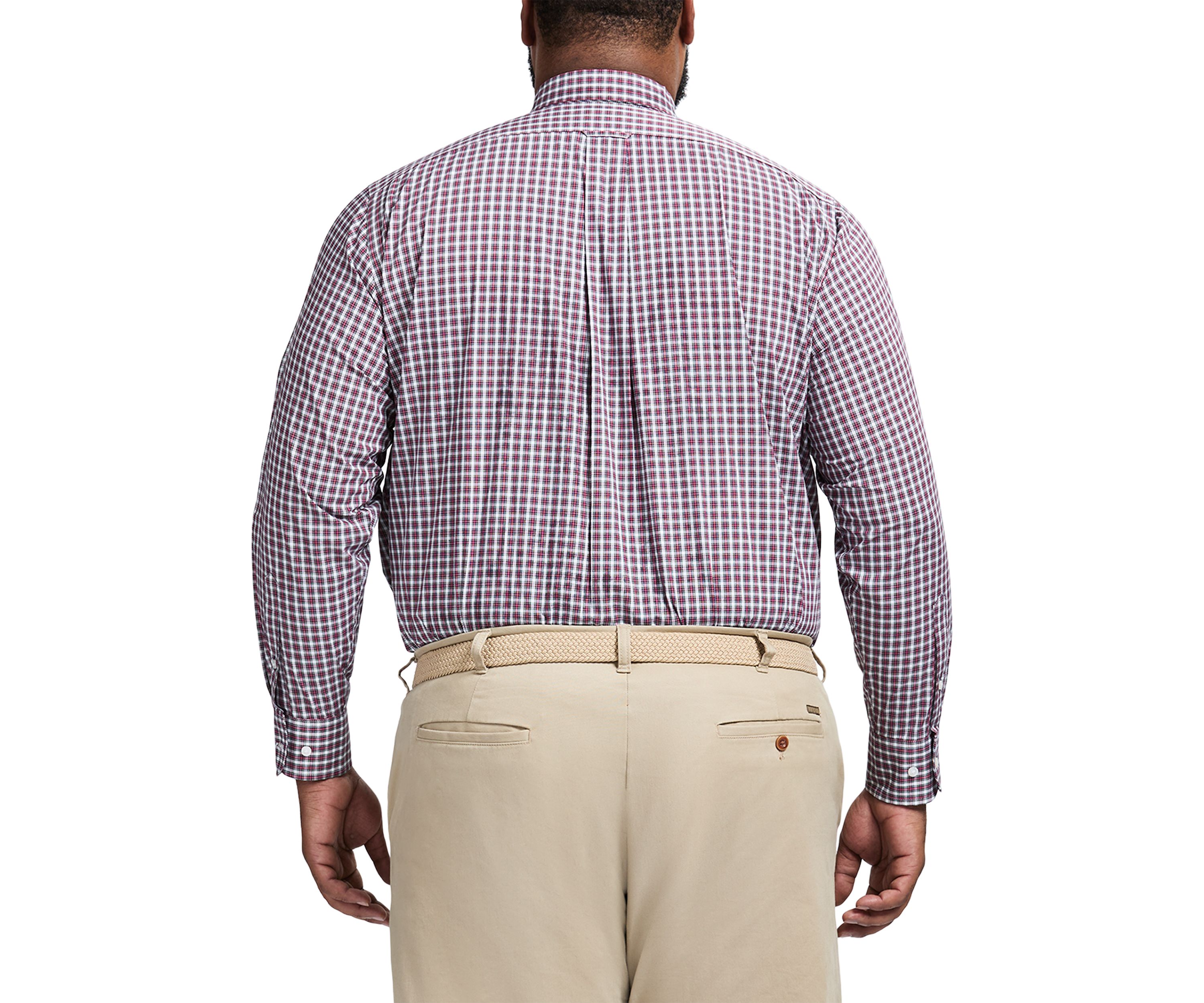Big & Tall Tartan Stretch Regular Fit Button Down Shirt 