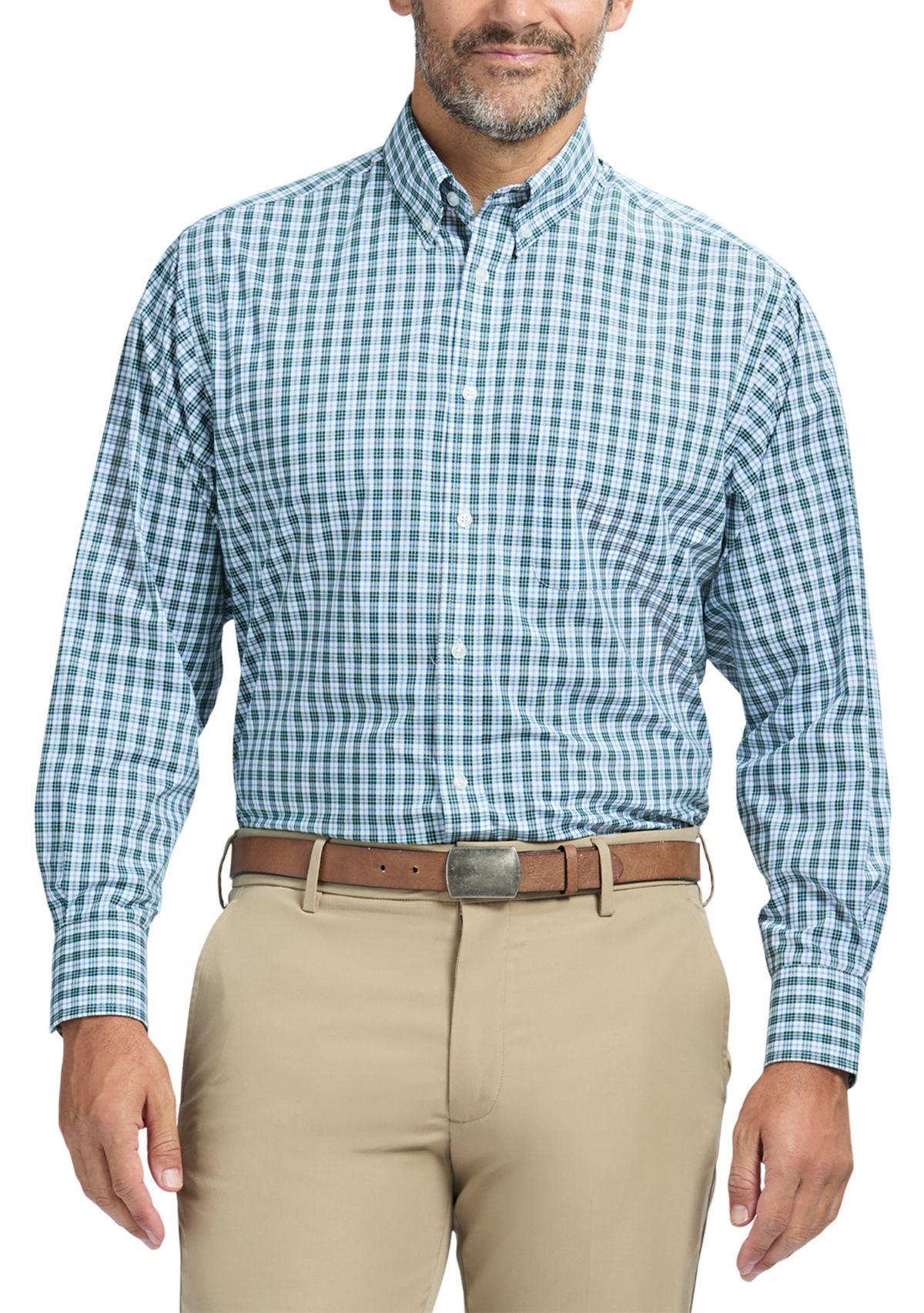 Mens Allover Stretch Regular Fit Button Down Shirt