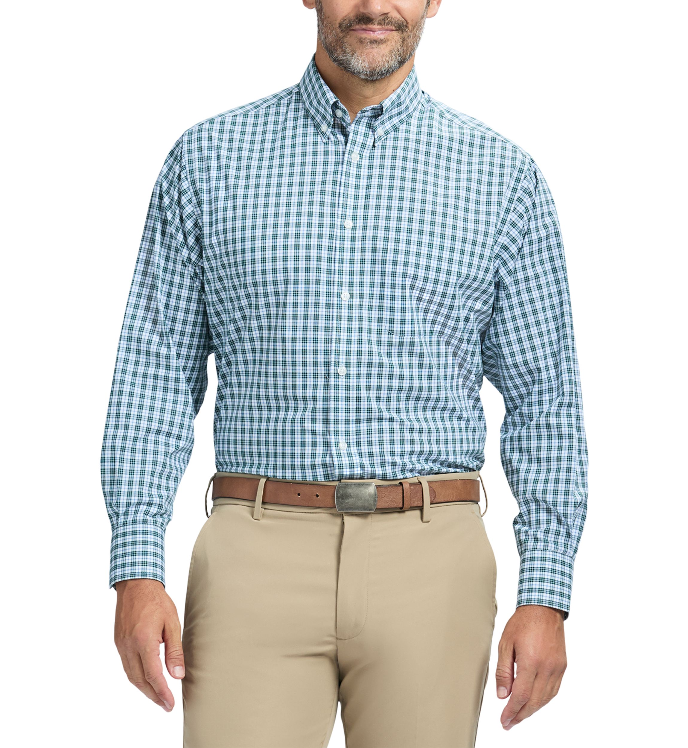 Mens Allover Stretch Regular Fit Button Down Shirt