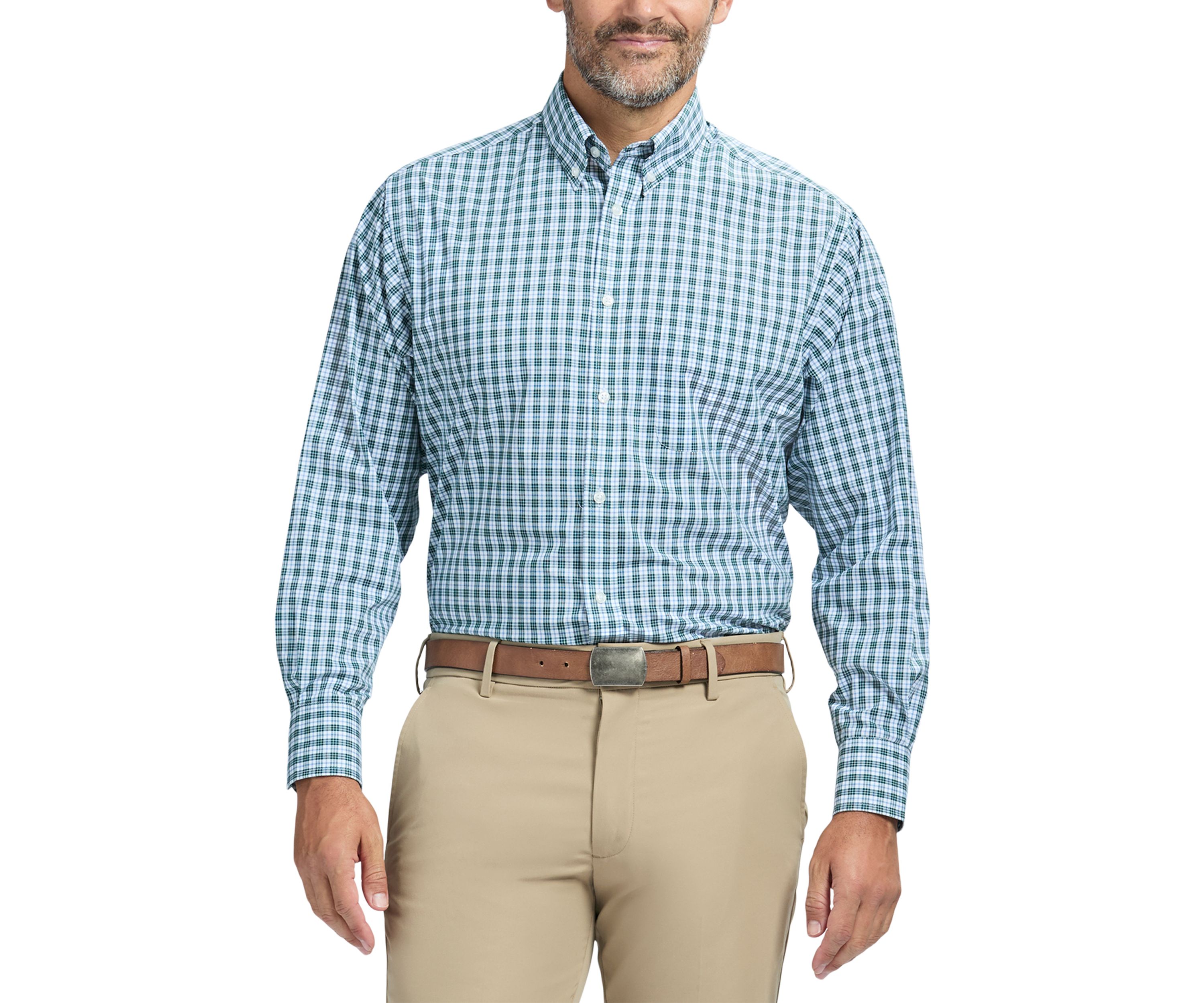 Mens Allover Stretch Regular Fit Button Down Shirt