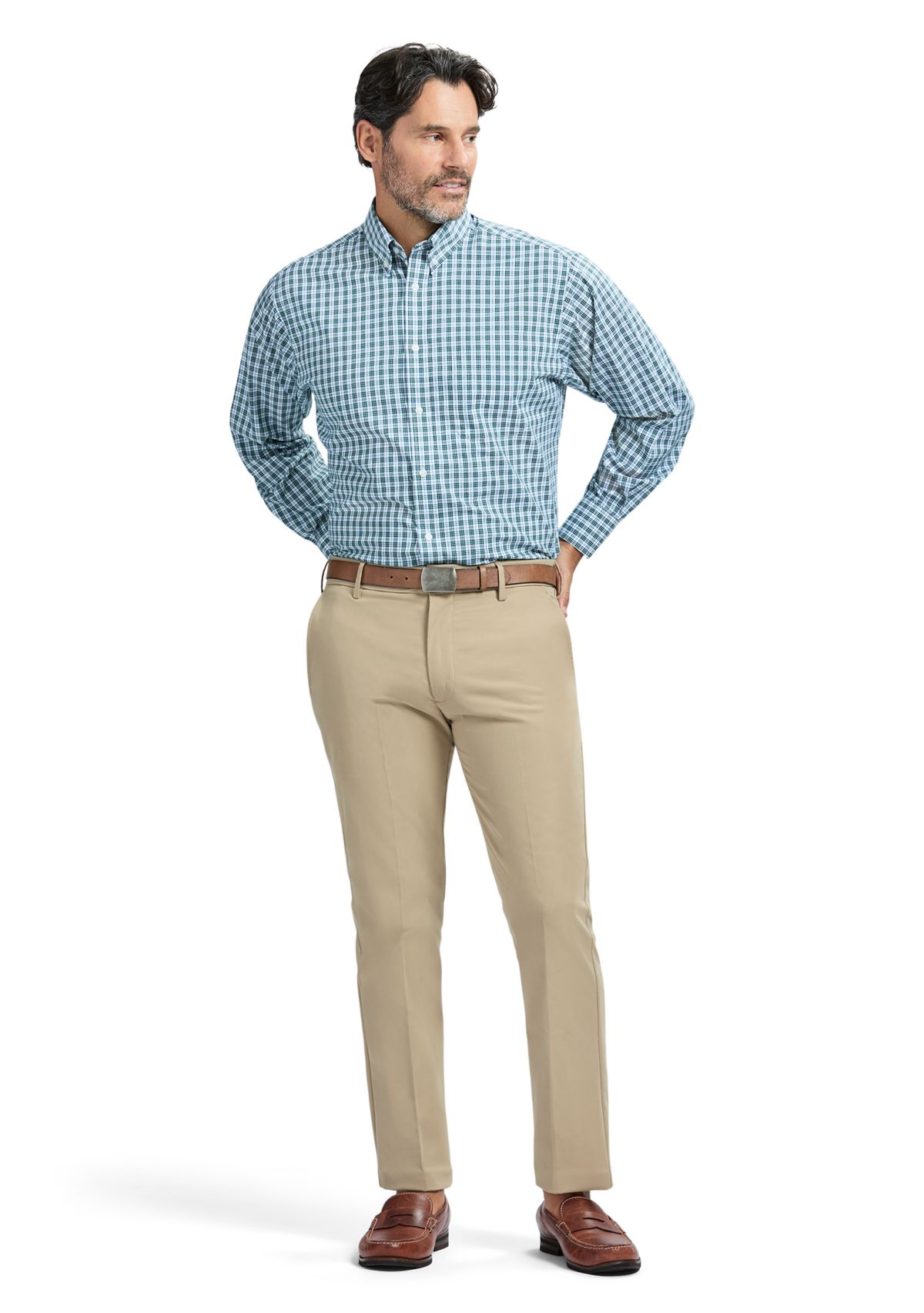 Mens Allover Stretch Regular Fit Button Down Shirt