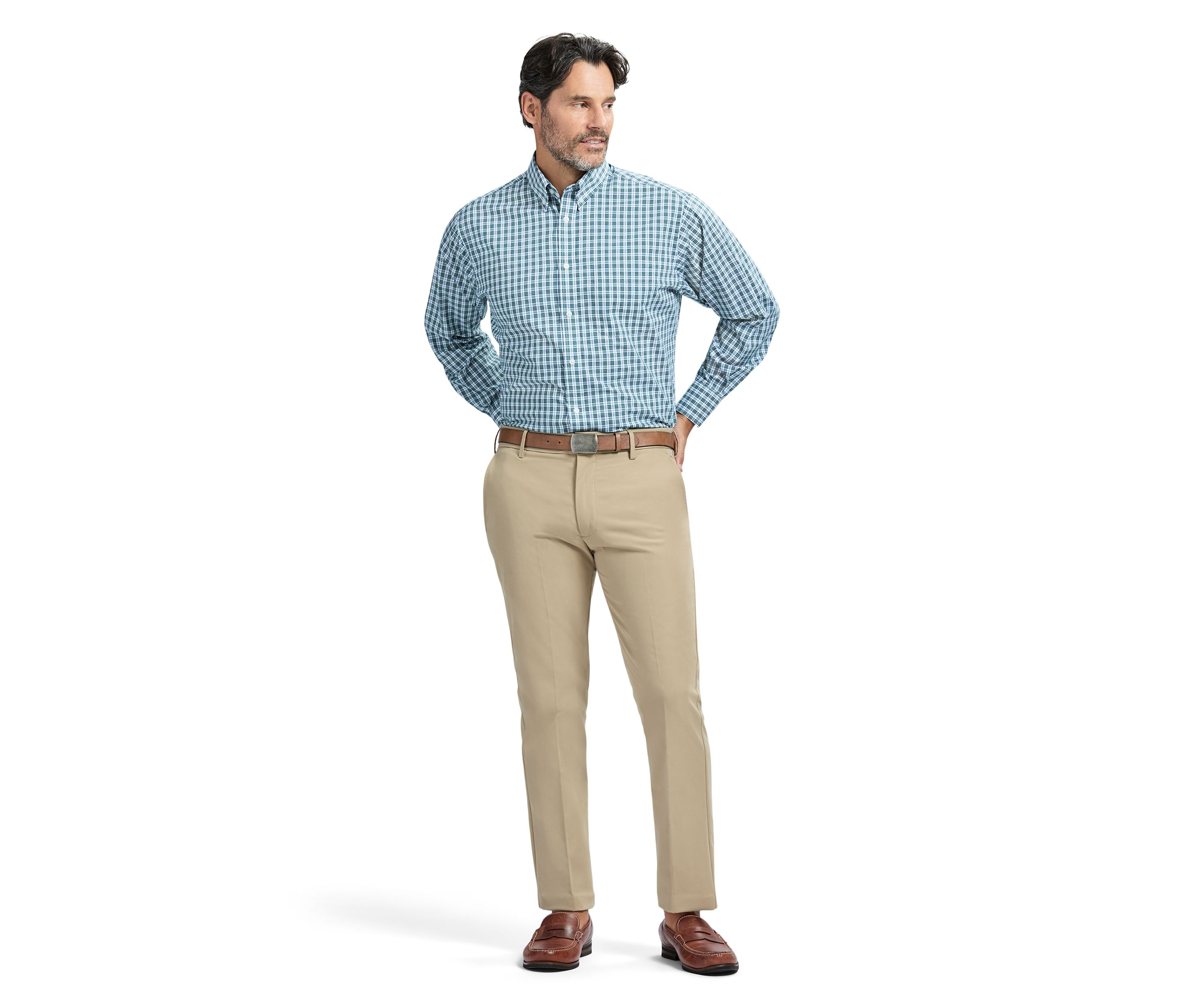 Mens Allover Stretch Regular Fit Button Down Shirt