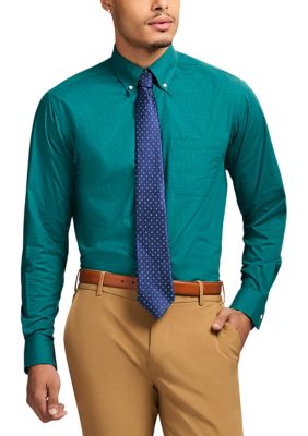 IZOD Men's Long Sleeve All Over Stretch Regfular Fit Button Down Shirt, 16 - 16.5 34/35