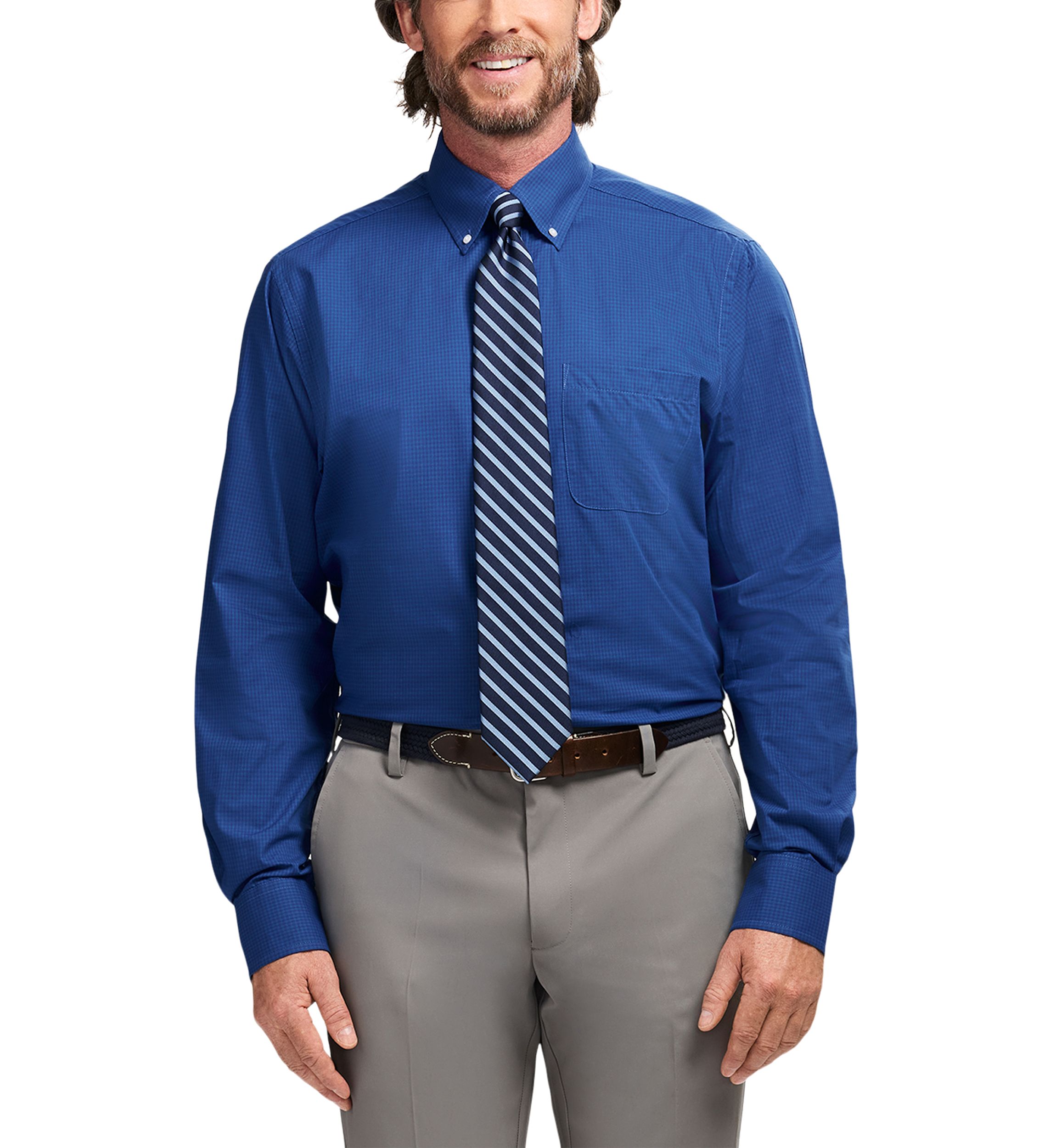 Long Sleeve All Over Stretch Regfular Fit Button Down Shirt