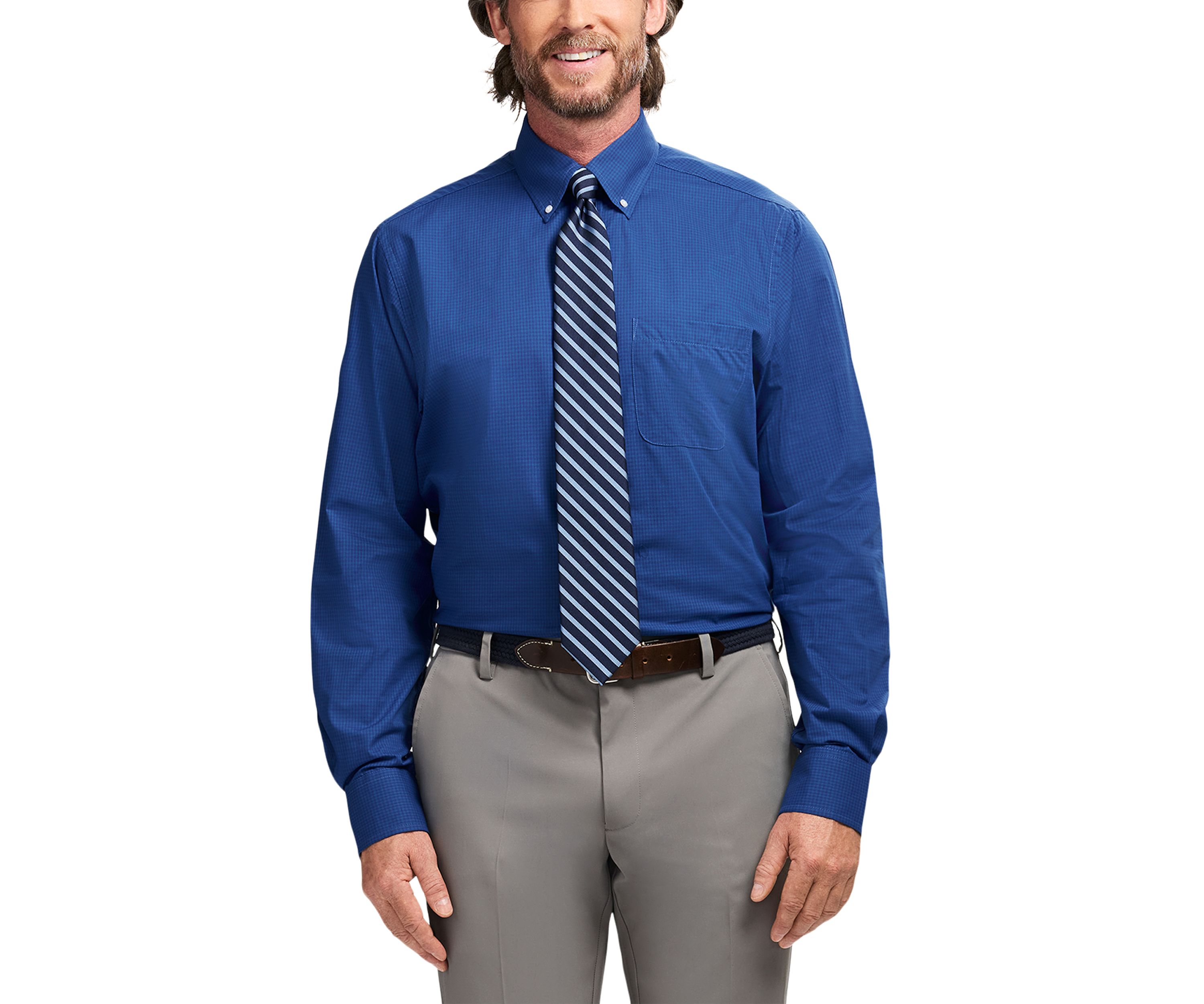 Long Sleeve All Over Stretch Regfular Fit Button Down Shirt