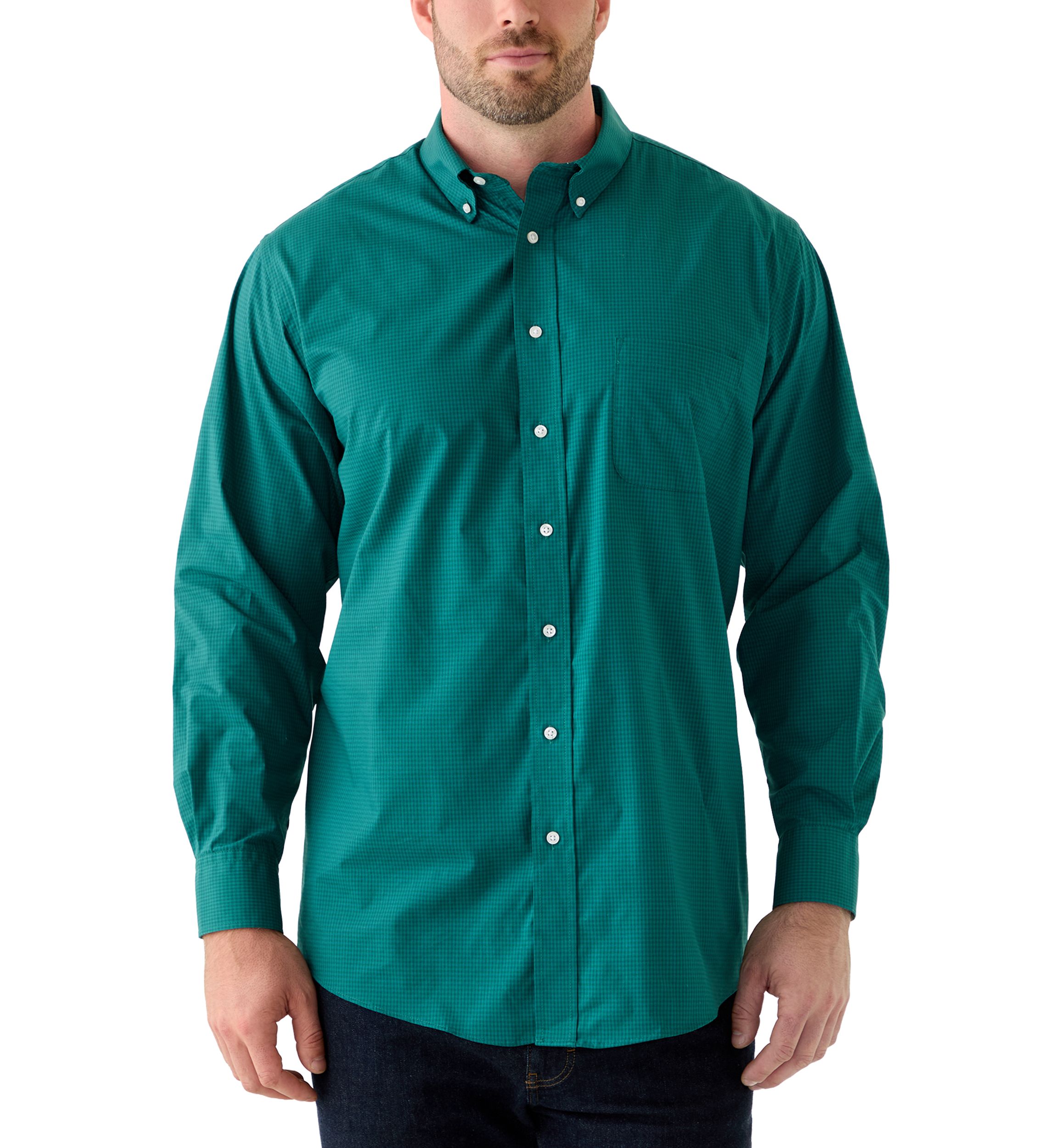 Big & Tall Long Sleeve Two Color Gingham Plaid Dress Shirt
