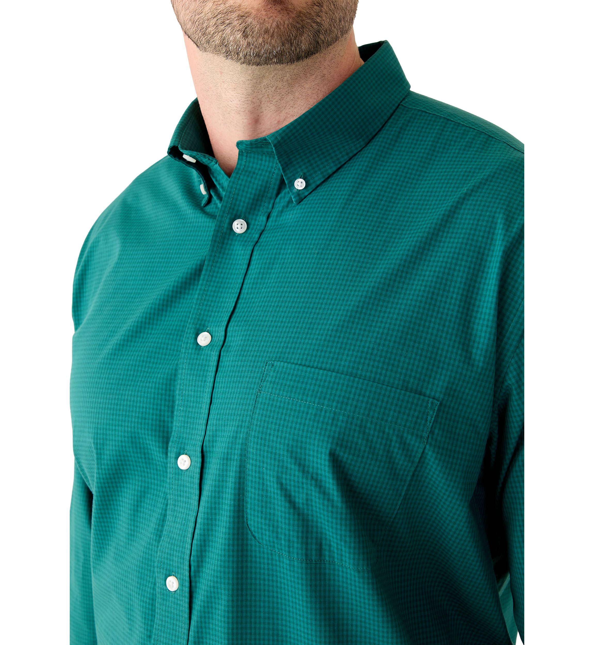 Big & Tall Long Sleeve Two Color Gingham Plaid Dress Shirt