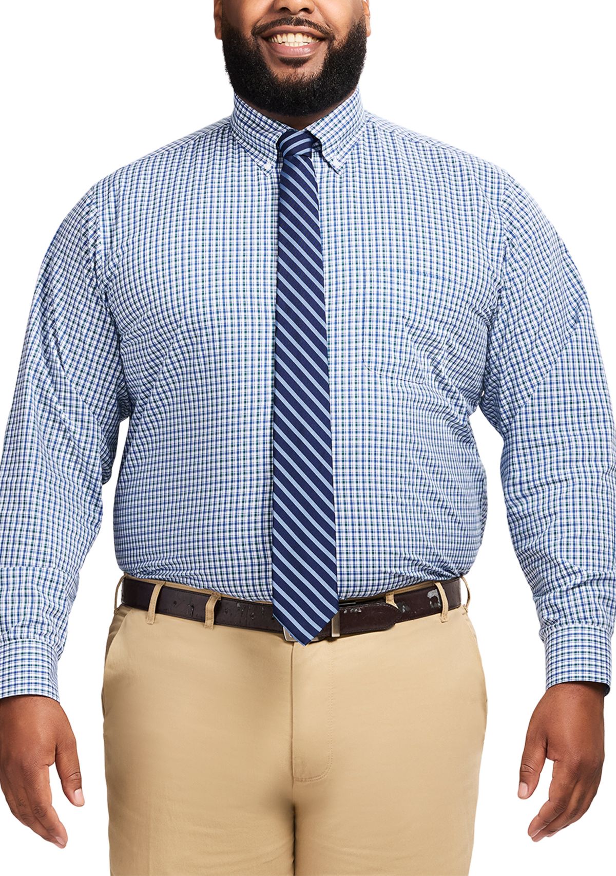 Big & Tall Long Sleeve Plaid Dress Shirt