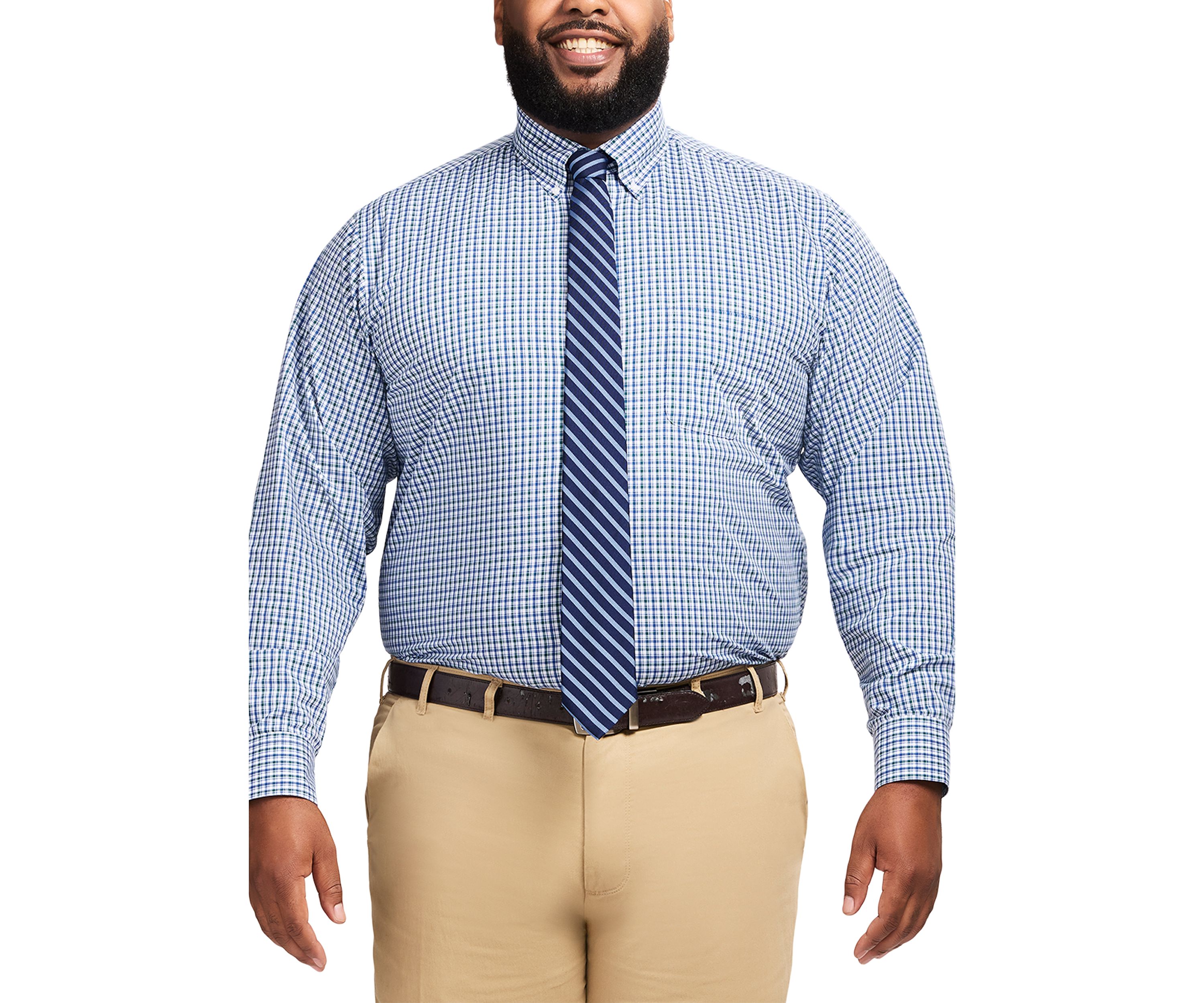 Big & Tall Long Sleeve Plaid Dress Shirt