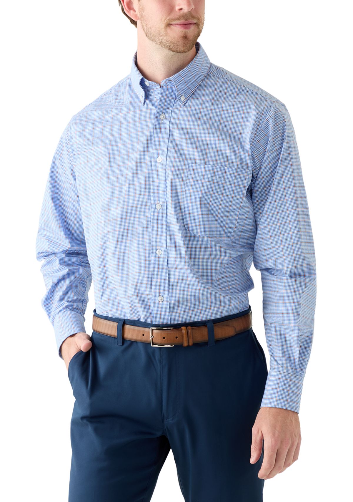 Long Sleeve All Over Stretch Regular Fit Button Down Shirt