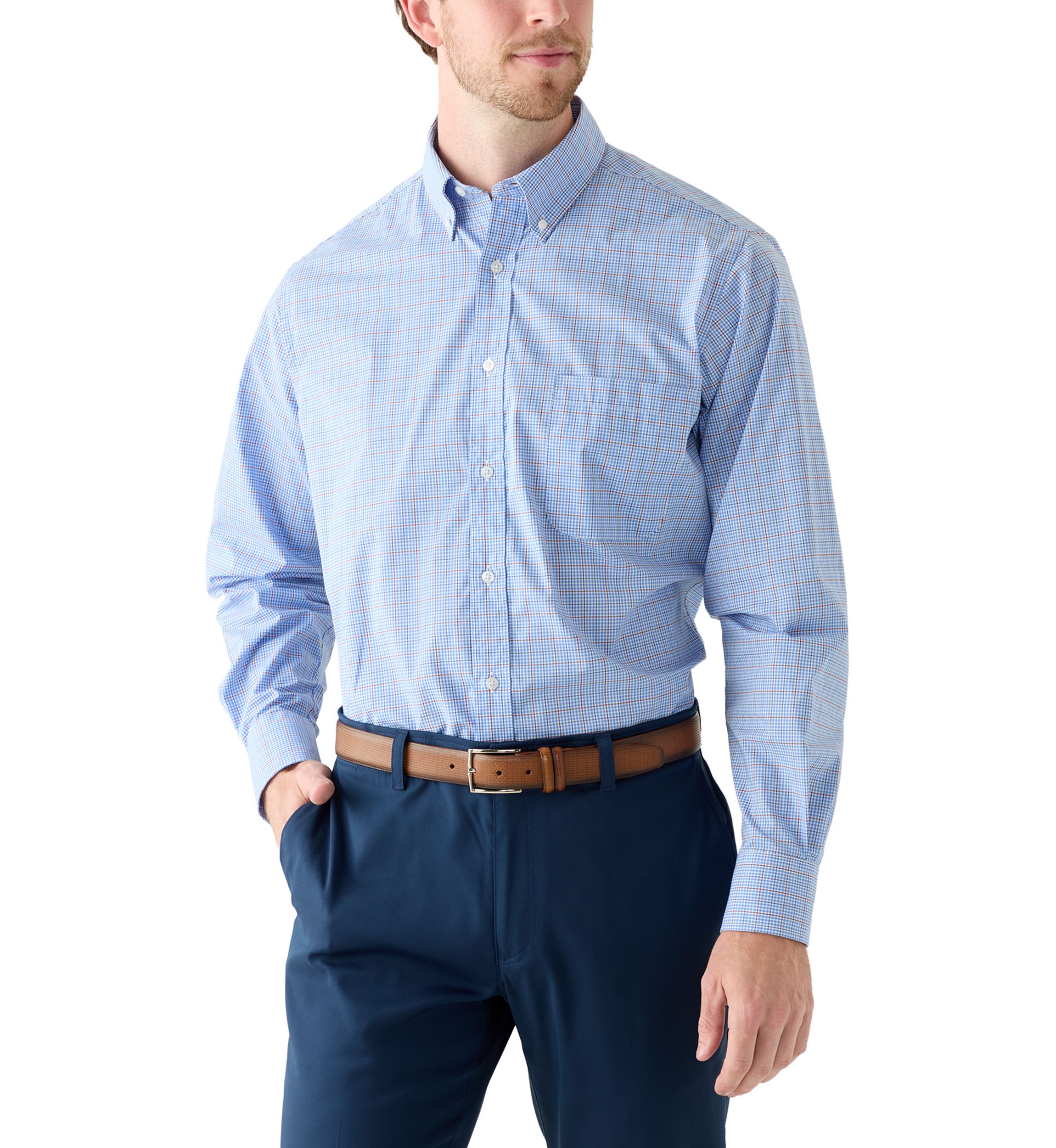 Long Sleeve All Over Stretch Regular Fit Button Down Shirt