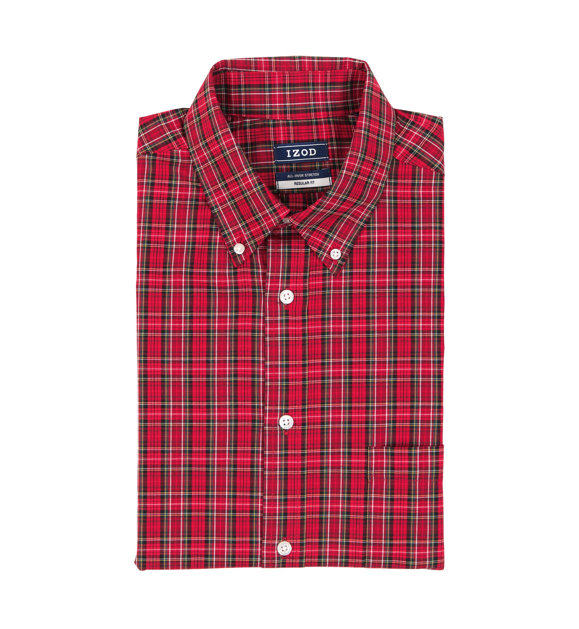 Long Sleeve All Over Stretch Regfular Fit Tartan Button Down Shirt 