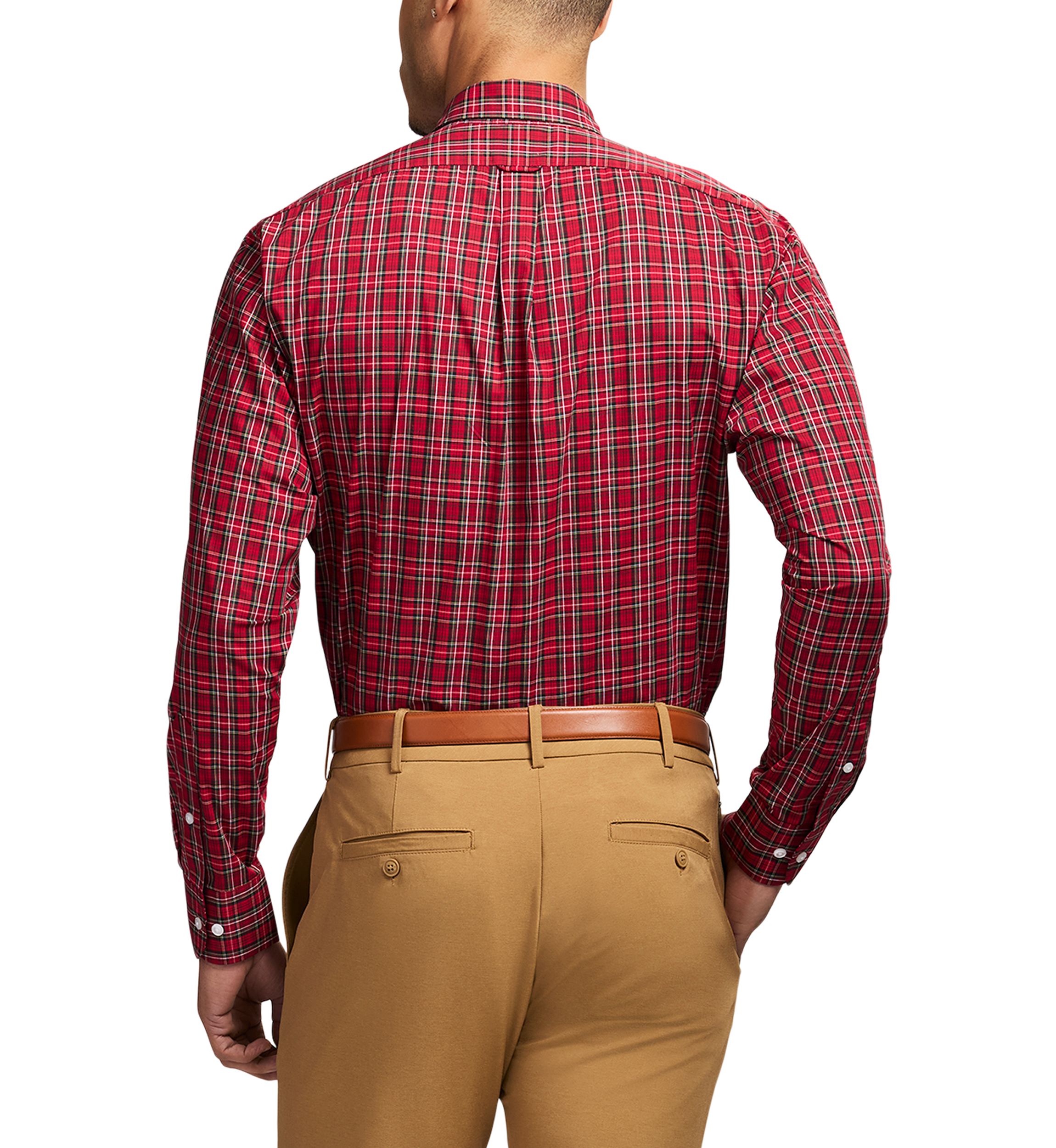 Long Sleeve All Over Stretch Regfular Fit Tartan Button Down Shirt 