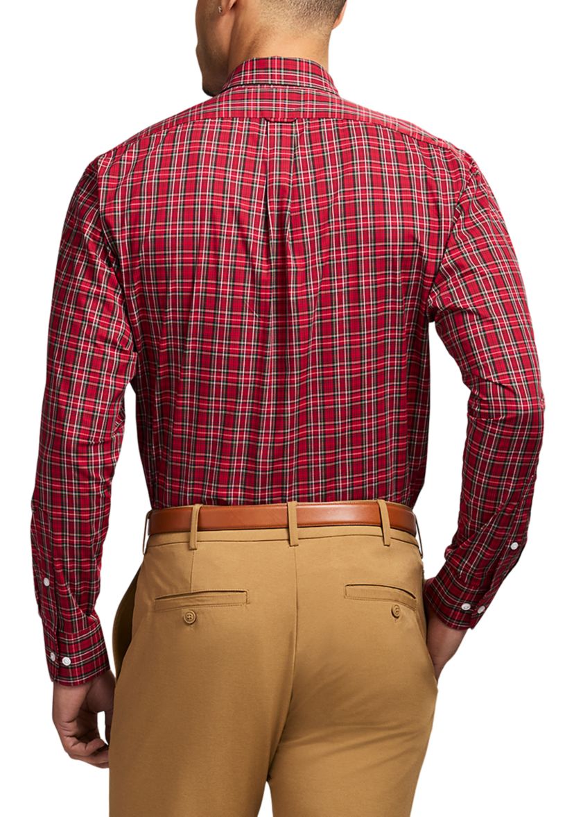 Long Sleeve All Over Stretch Regfular Fit Tartan Button Down Shirt 