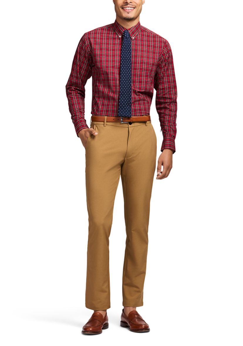 Long Sleeve All Over Stretch Regfular Fit Tartan Button Down Shirt 