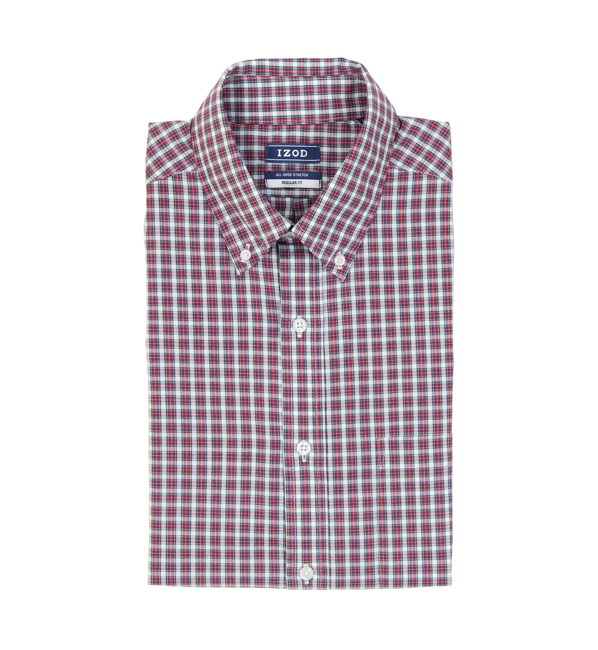 Long Sleeve All Over Stretch Regfular Fit Tartan Button Down Shirt 
