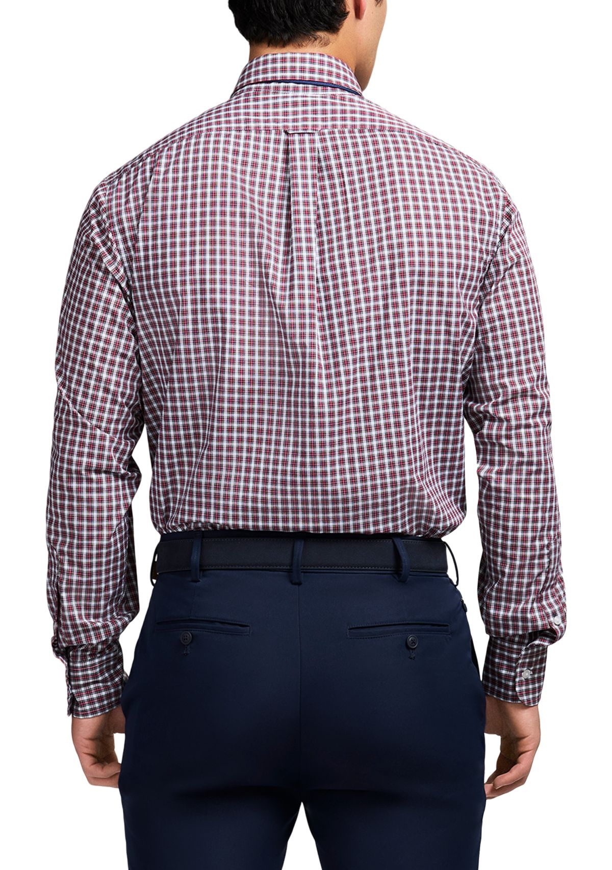 Long Sleeve All Over Stretch Regfular Fit Tartan Button Down Shirt 