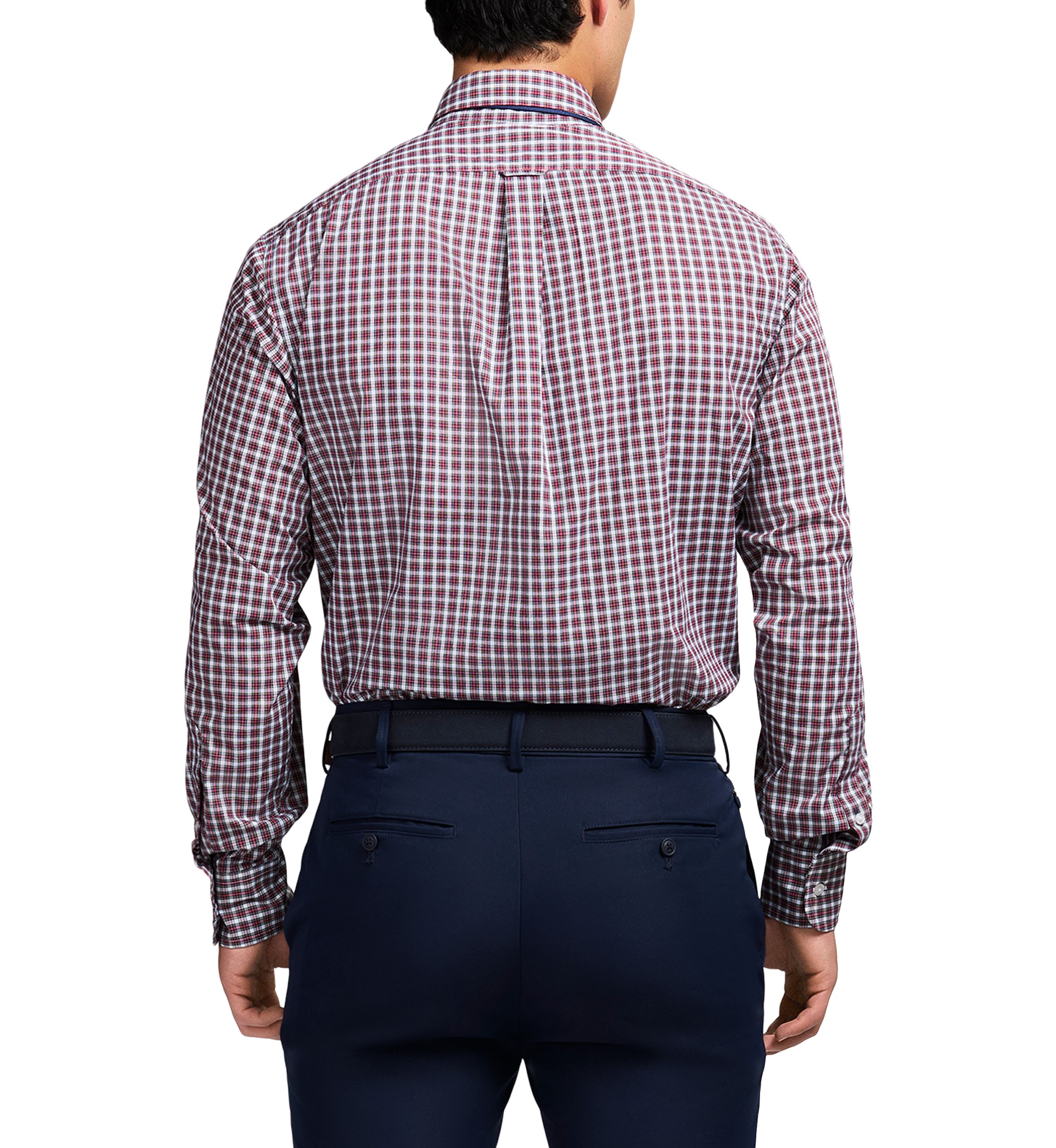 Long Sleeve All Over Stretch Regfular Fit Tartan Button Down Shirt 