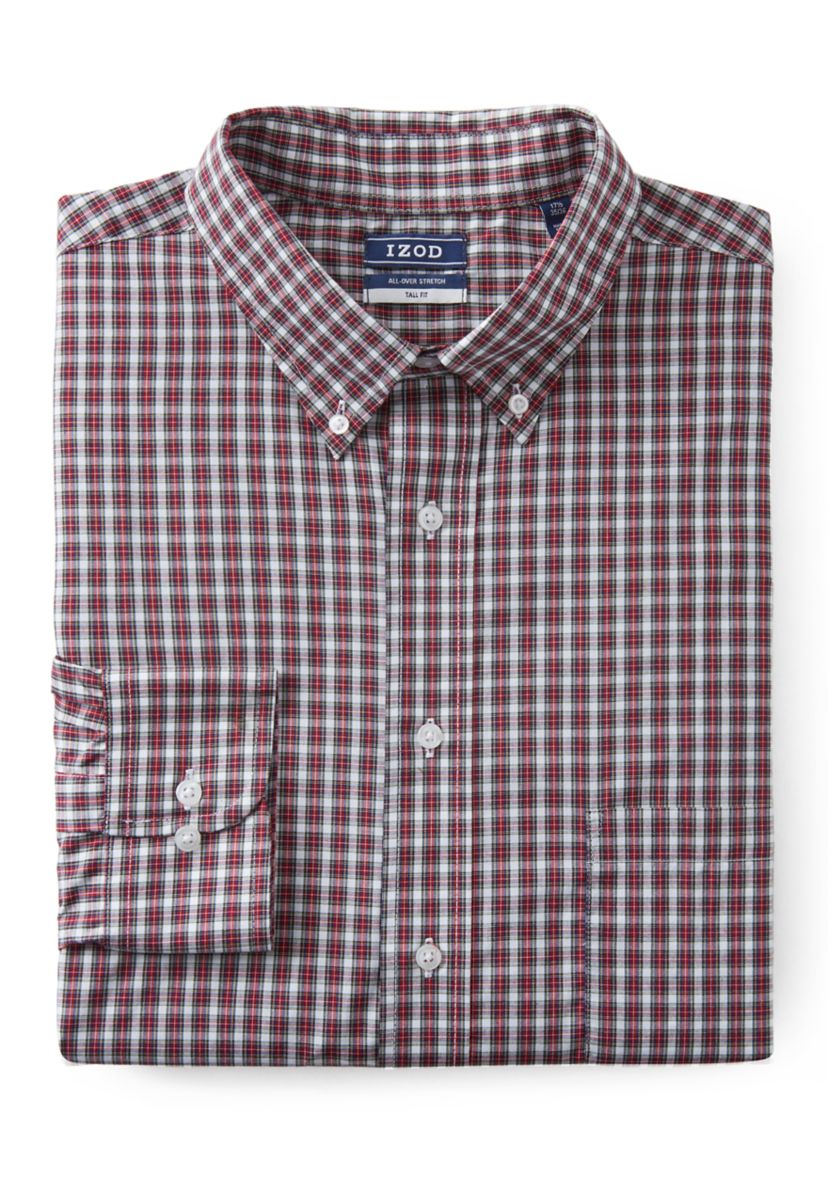 Big & Tall Long Sleeve Tartan Plain Dress Shirt