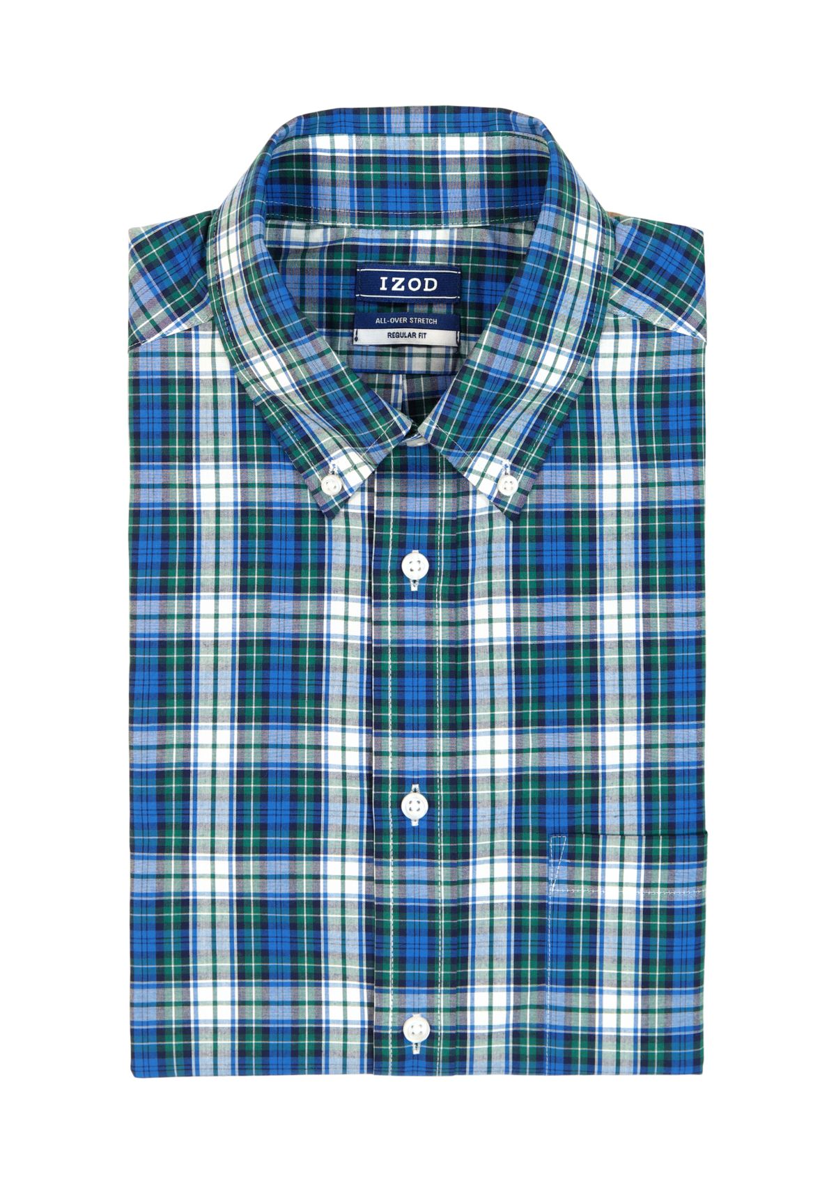 Long Sleeve All Over Stretch Regular Fit Tartan Button Down Shirt