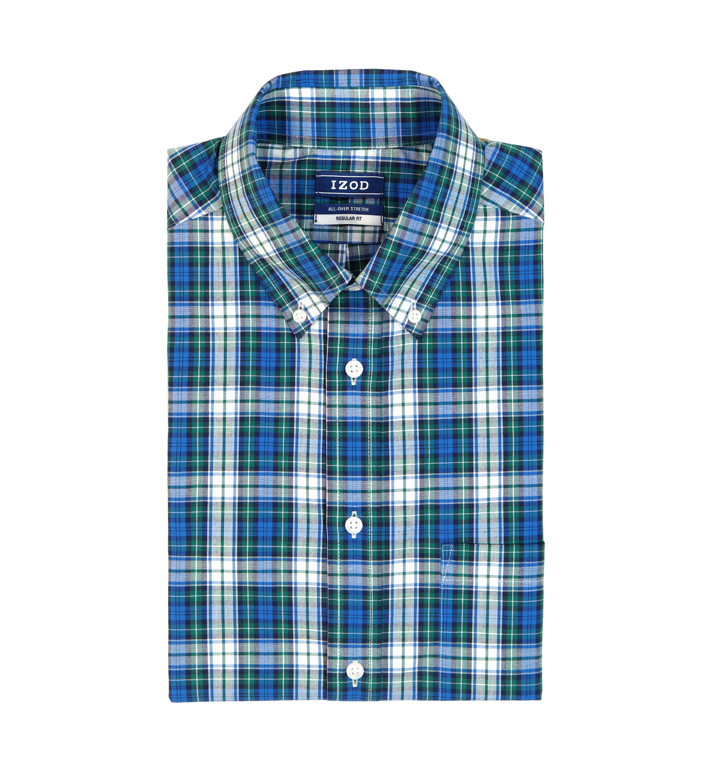 Long Sleeve All Over Stretch Regular Fit Tartan Button Down Shirt