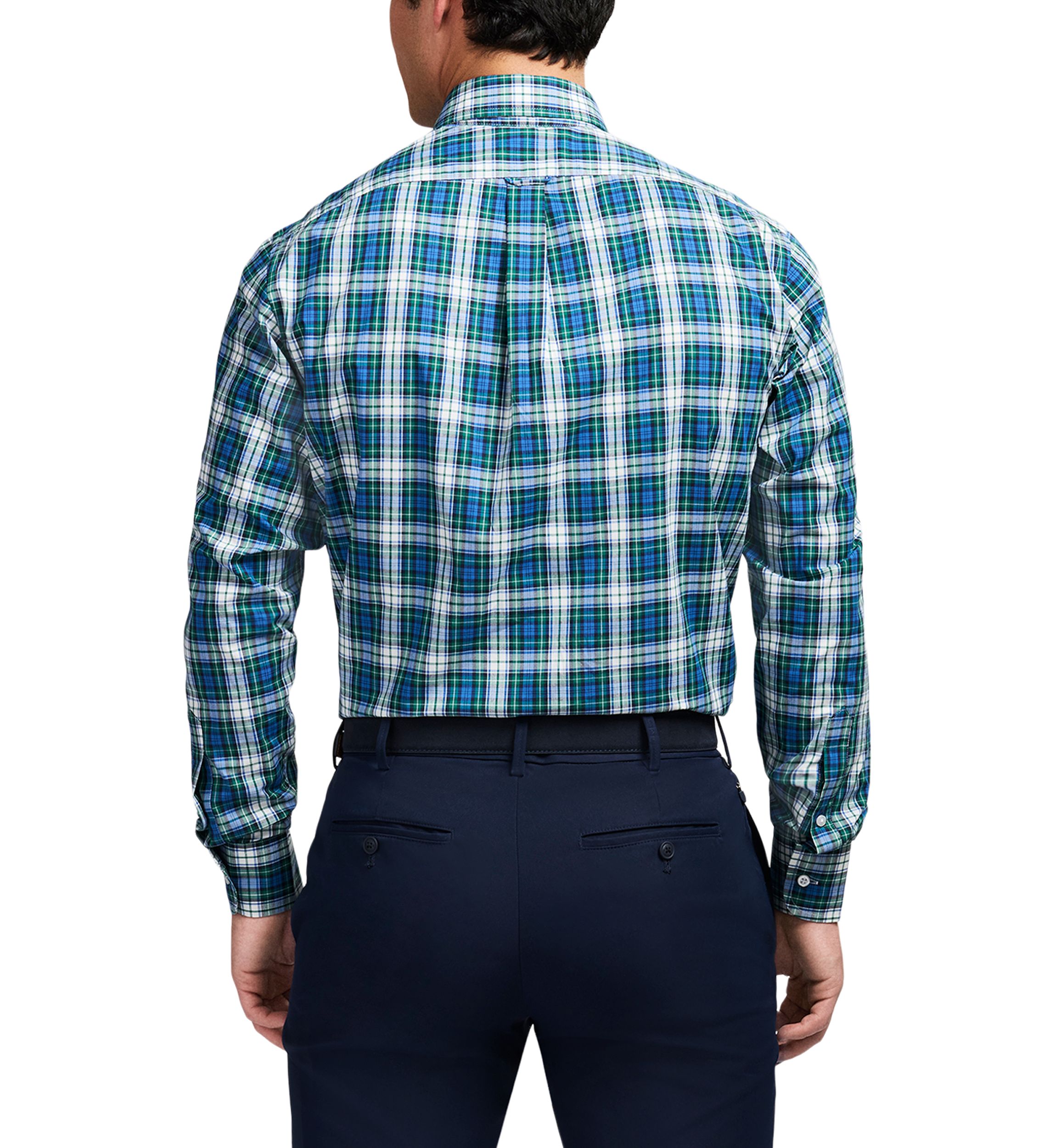 Long Sleeve All Over Stretch Regular Fit Tartan Button Down Shirt