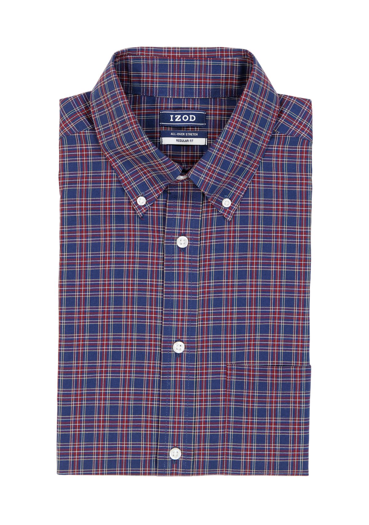 Long Sleeve All Over Stretch Regfular Fit Tartan Button Down Shirt 