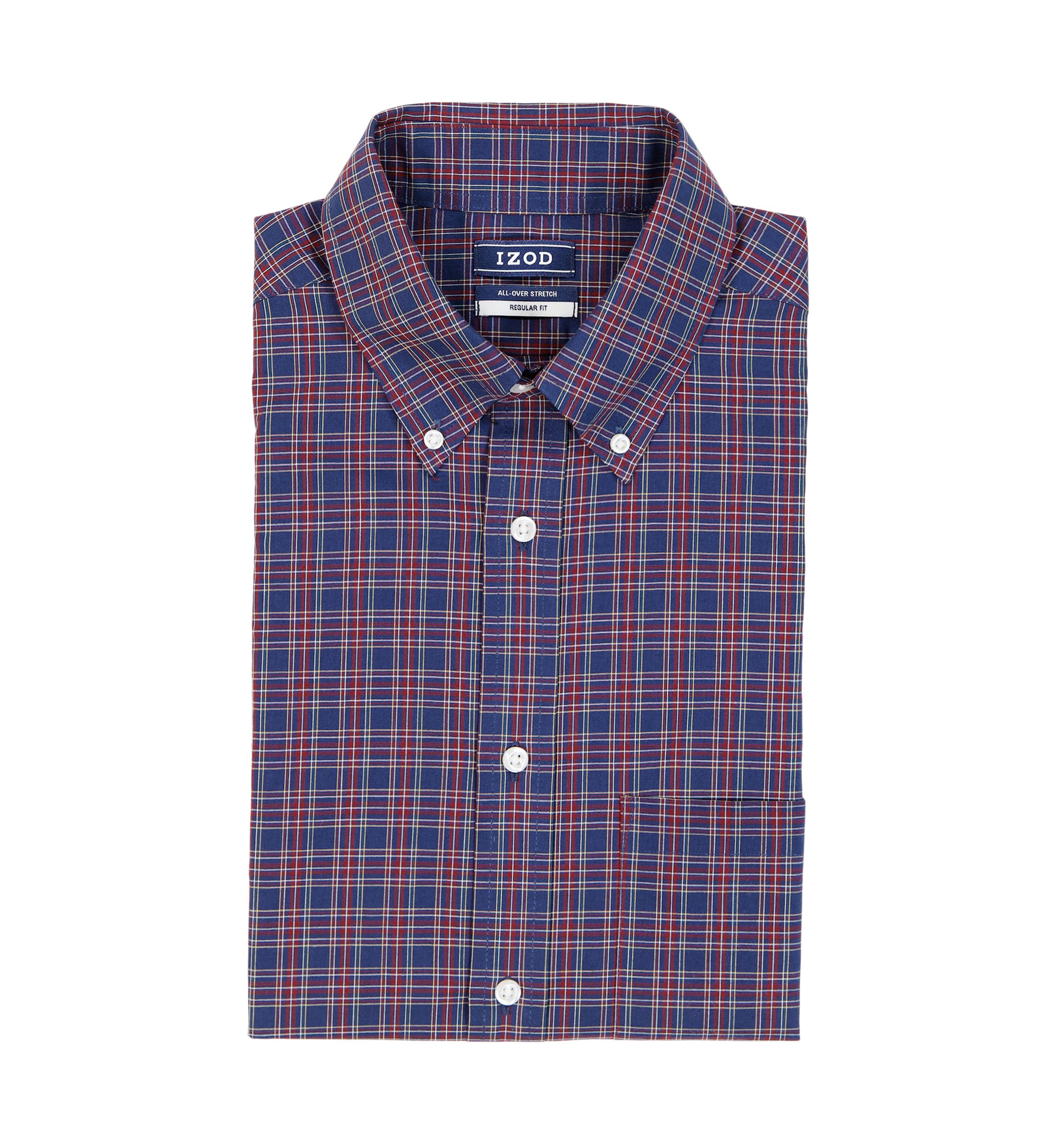 Long Sleeve All Over Stretch Regfular Fit Tartan Button Down Shirt 