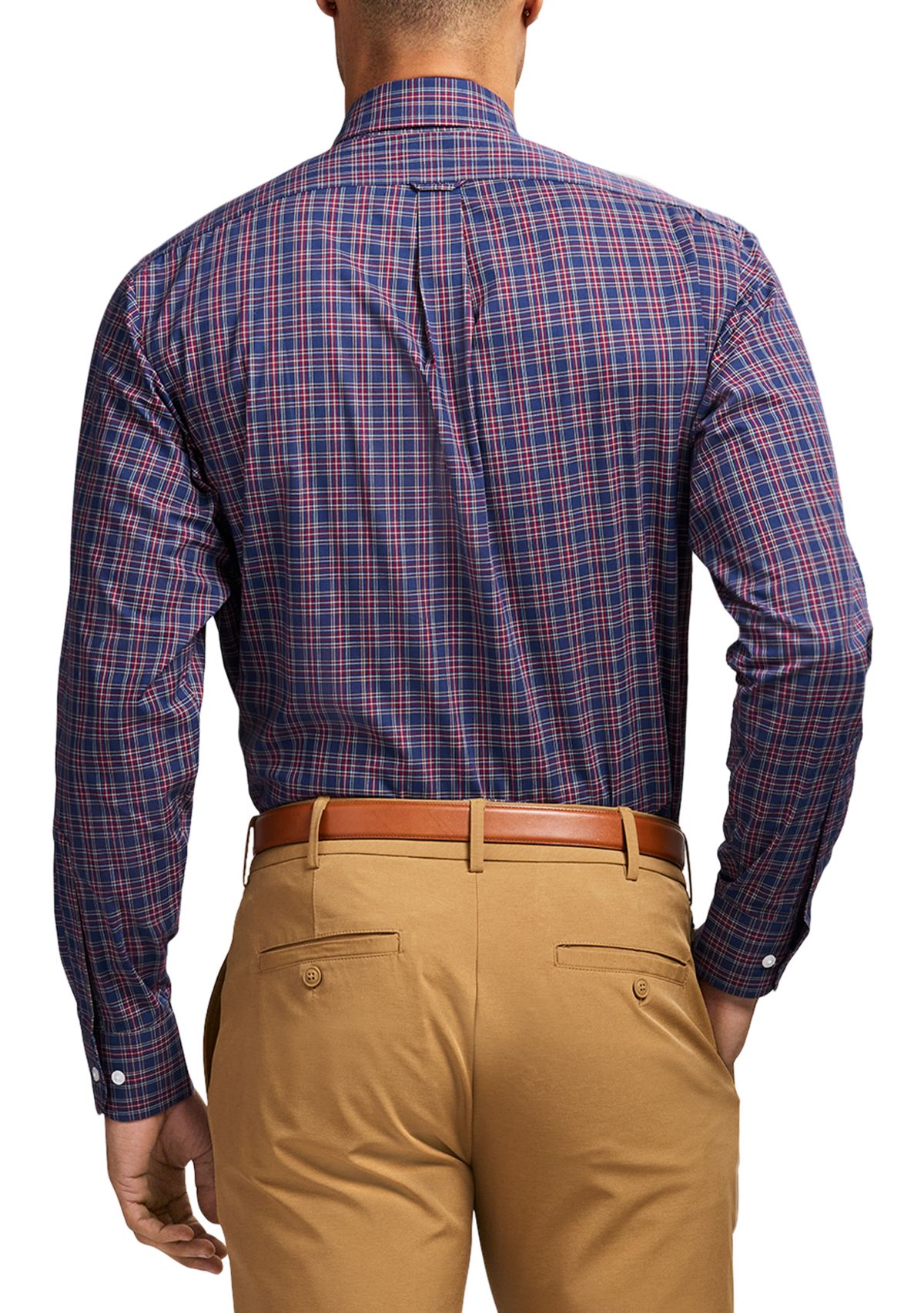 Long Sleeve All Over Stretch Regfular Fit Tartan Button Down Shirt 