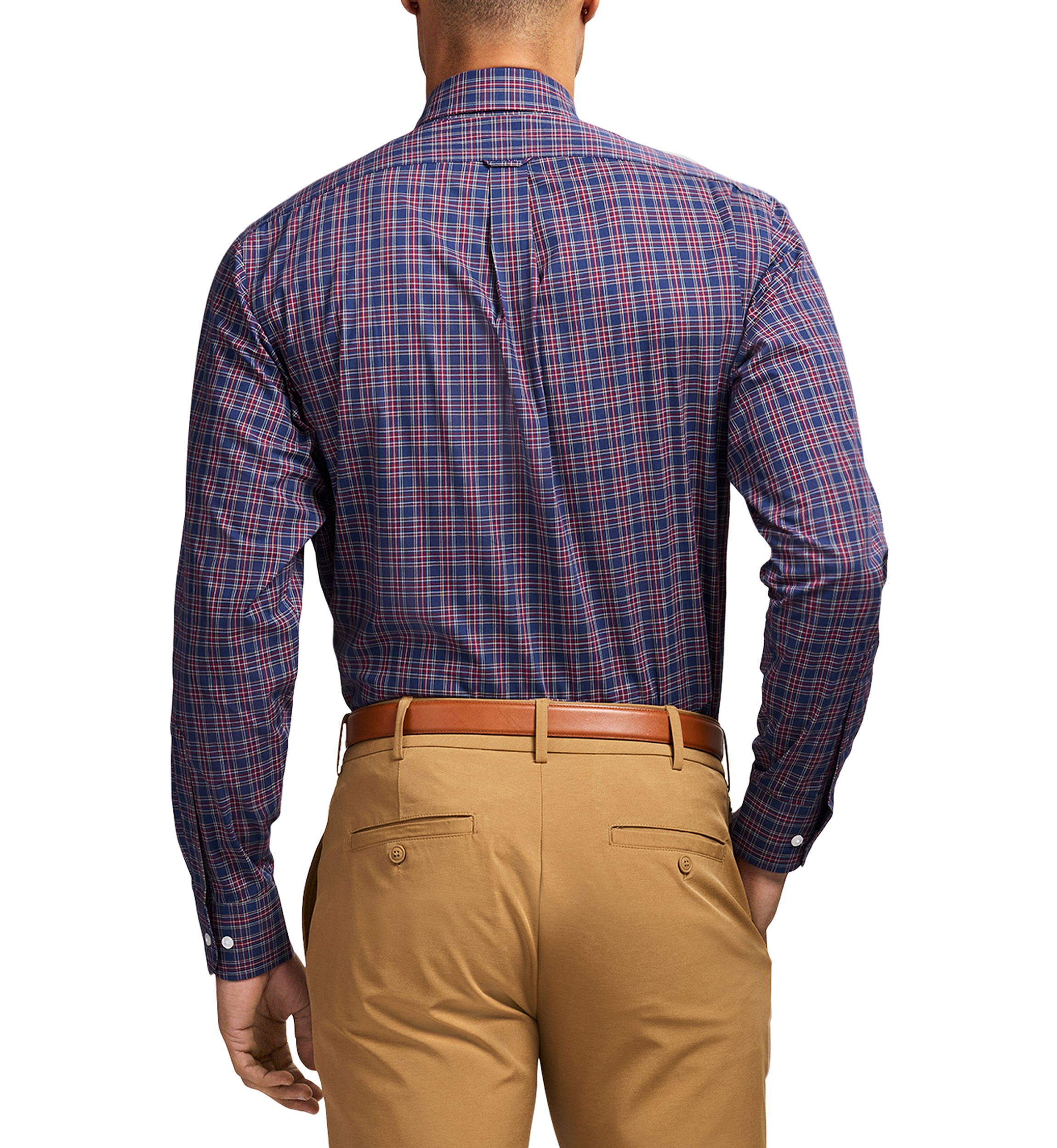 Long Sleeve All Over Stretch Regfular Fit Tartan Button Down Shirt 