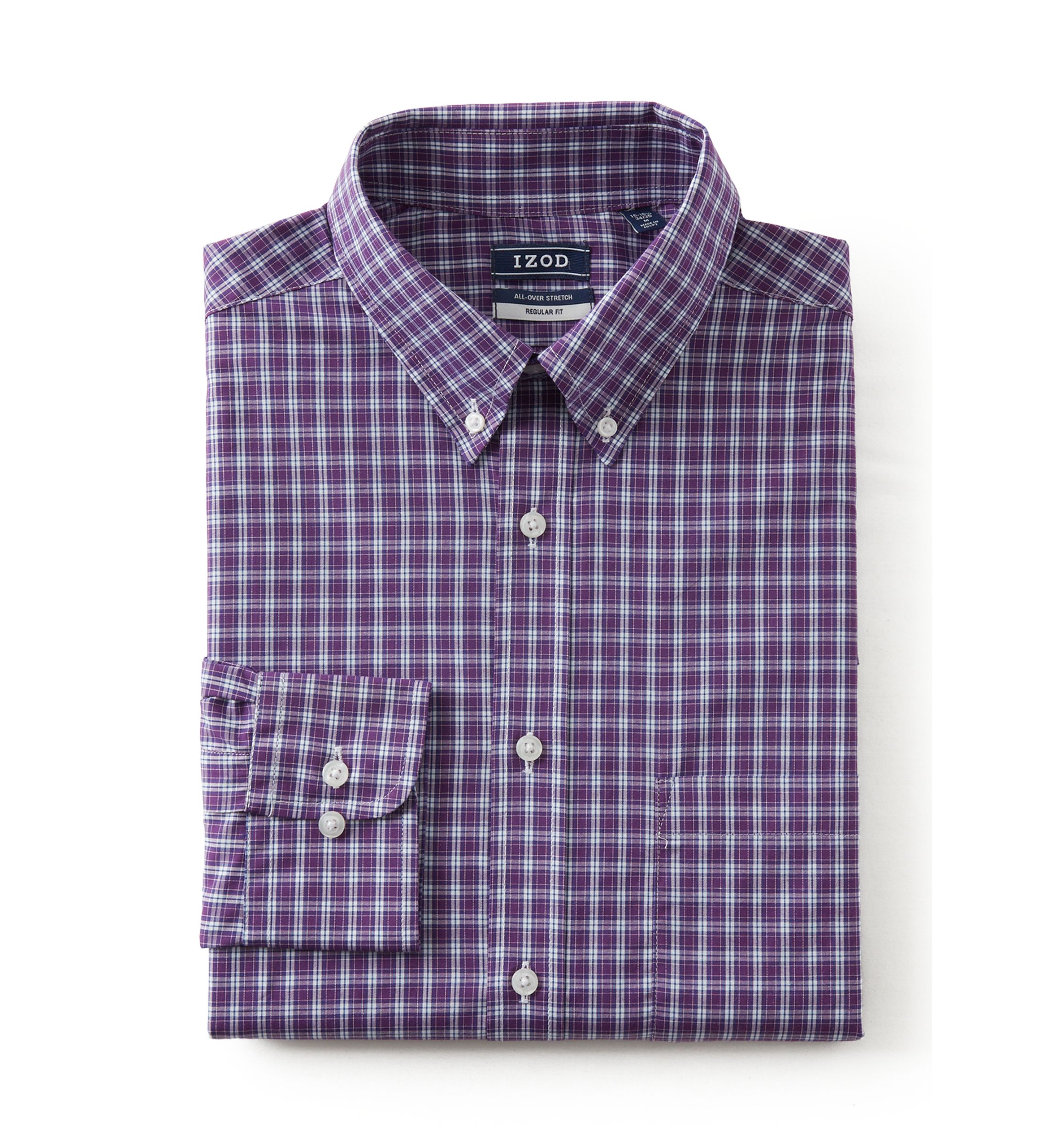 Mens All-Over Stretch Regular Fit Button Down Shirt