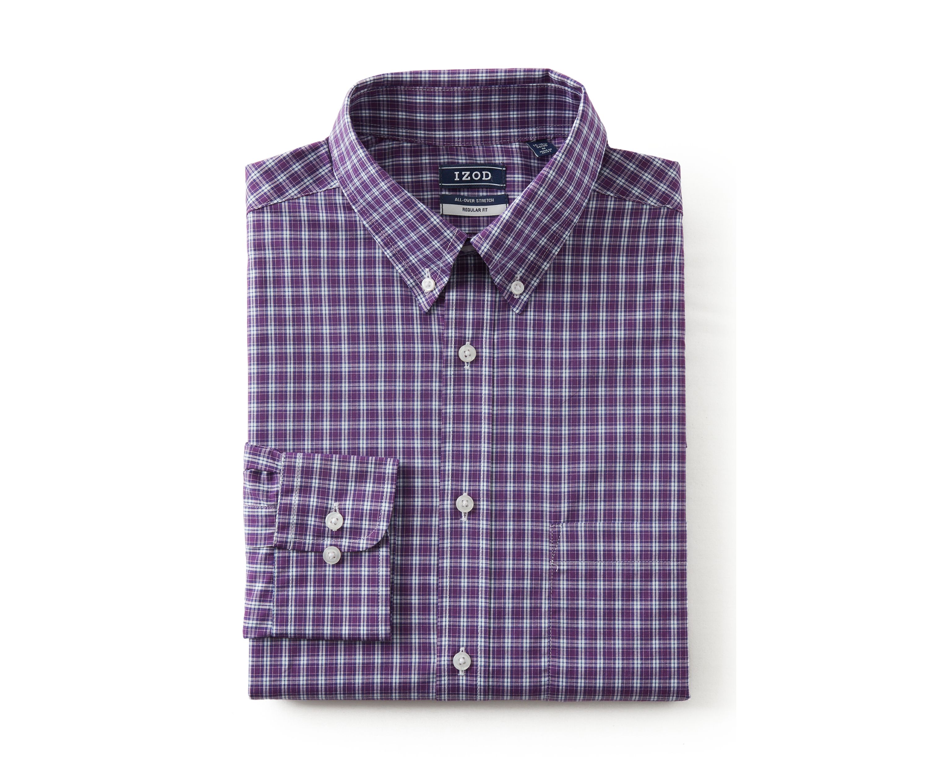 Mens All-Over Stretch Regular Fit Button Down Shirt