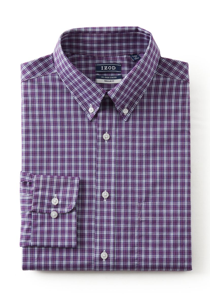 Mens All-Over Stretch Regular Fit Button Down Shirt