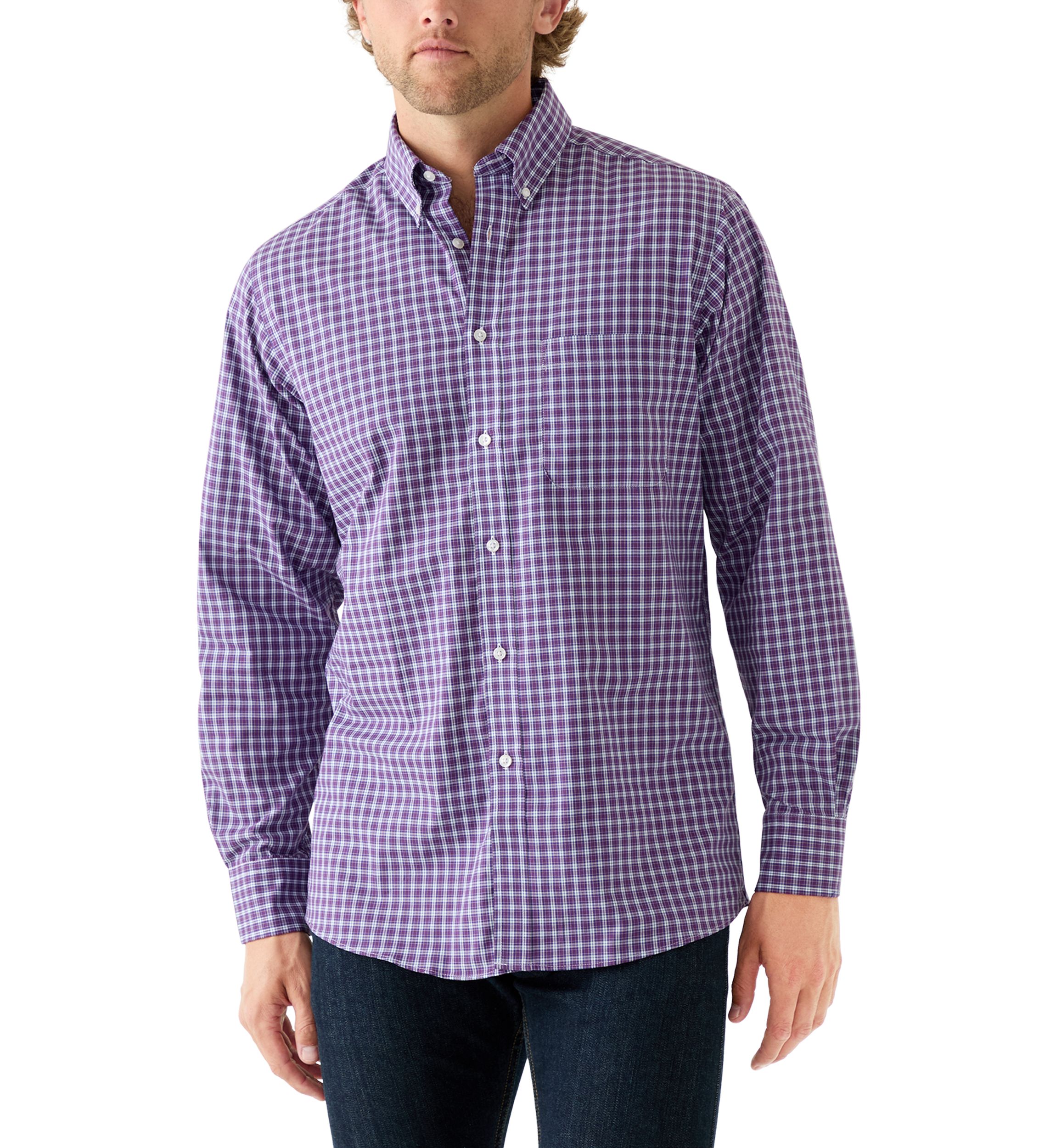 Mens All-Over Stretch Regular Fit Button Down Shirt