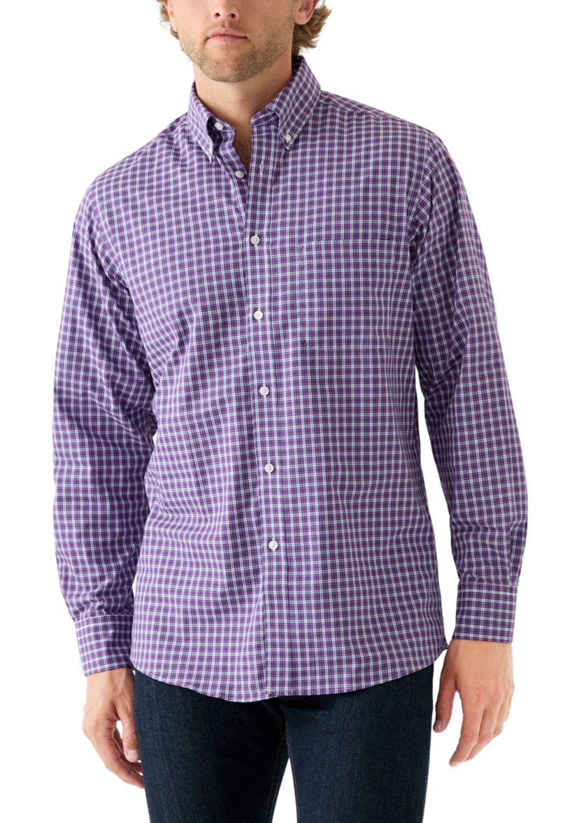 Mens All-Over Stretch Regular Fit Button Down Shirt