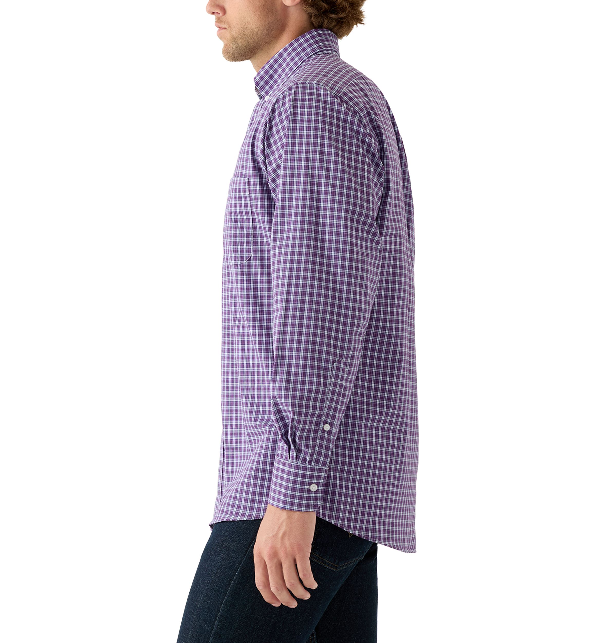 Mens All-Over Stretch Regular Fit Button Down Shirt