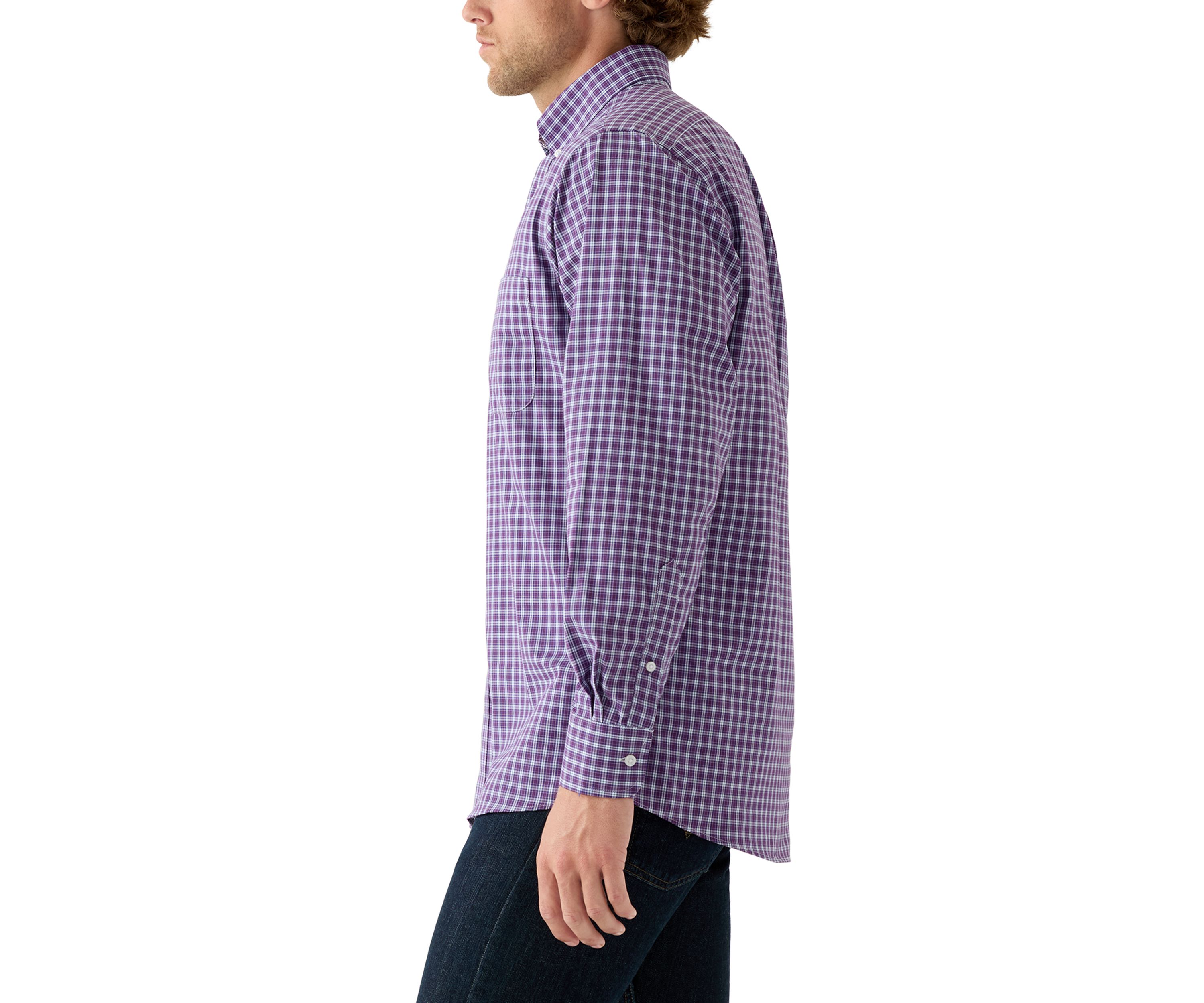 Mens All-Over Stretch Regular Fit Button Down Shirt