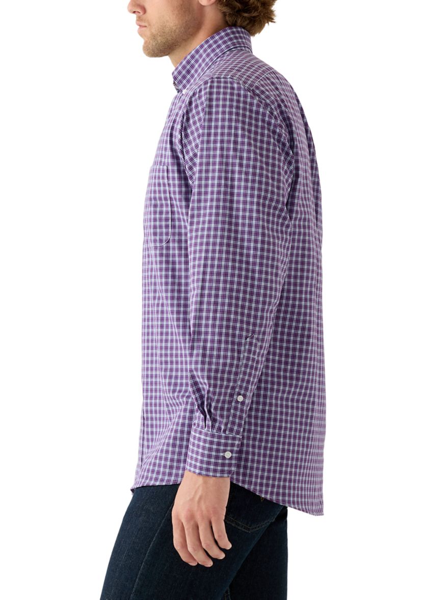 Mens All-Over Stretch Regular Fit Button Down Shirt