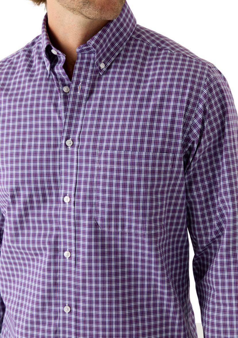 Mens All-Over Stretch Regular Fit Button Down Shirt