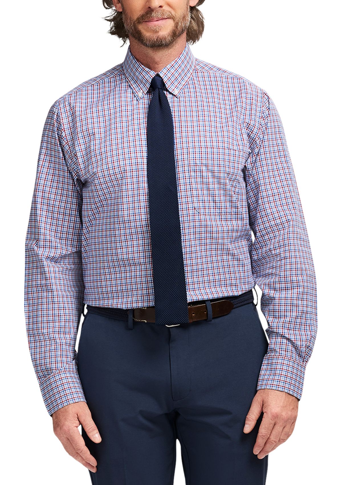 Long Sleeve All Over Stretch Regular Fit Button Down Shirt