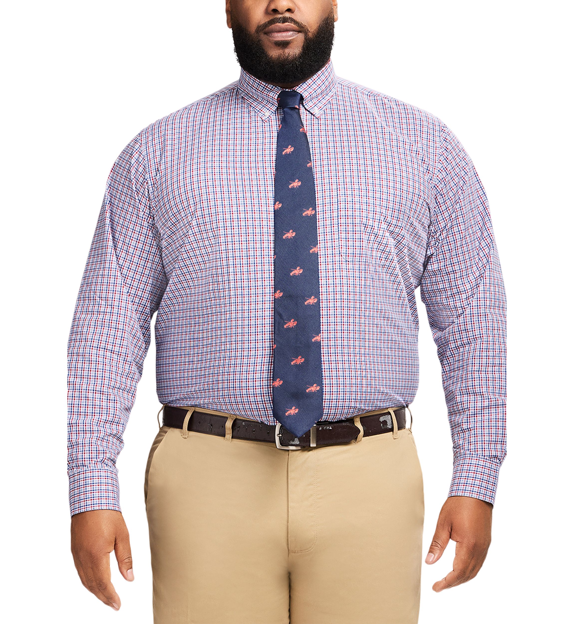 Big & Tall Long Sleeve Plaid Dress Shirt